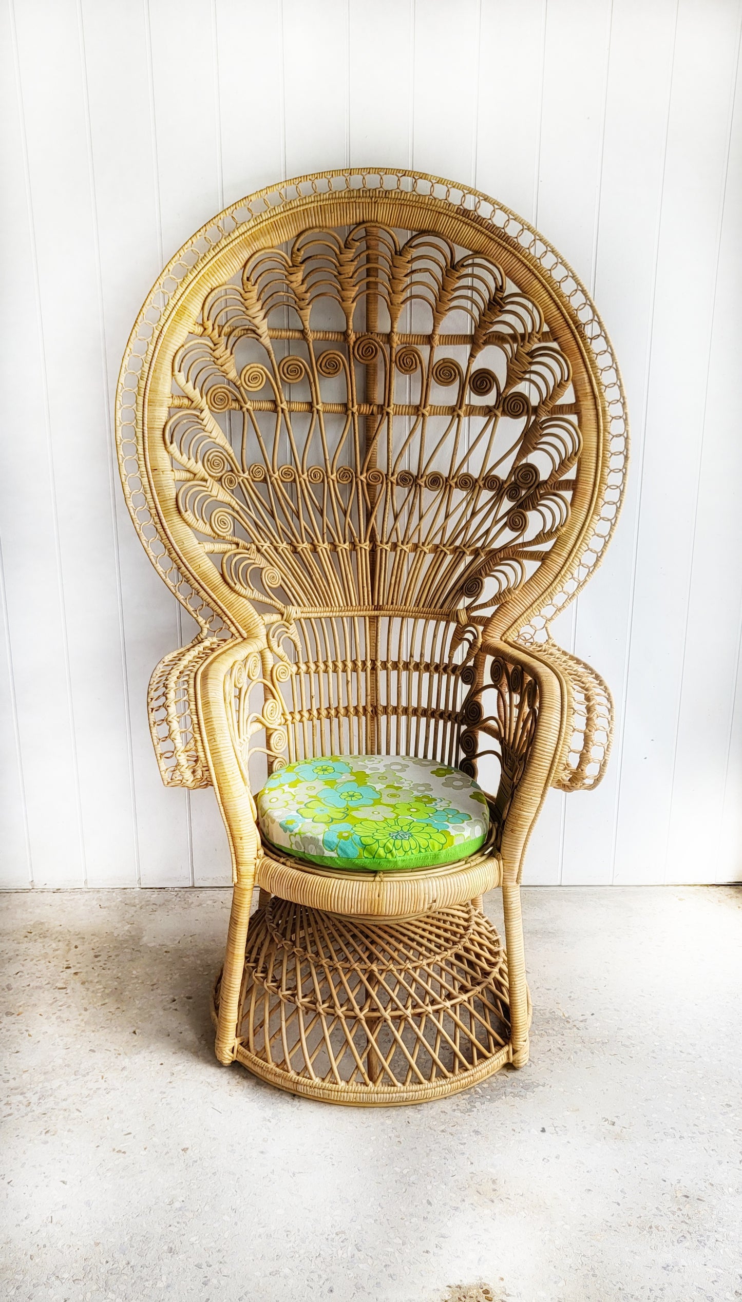 Ornately Woven Cane Peacock Chair