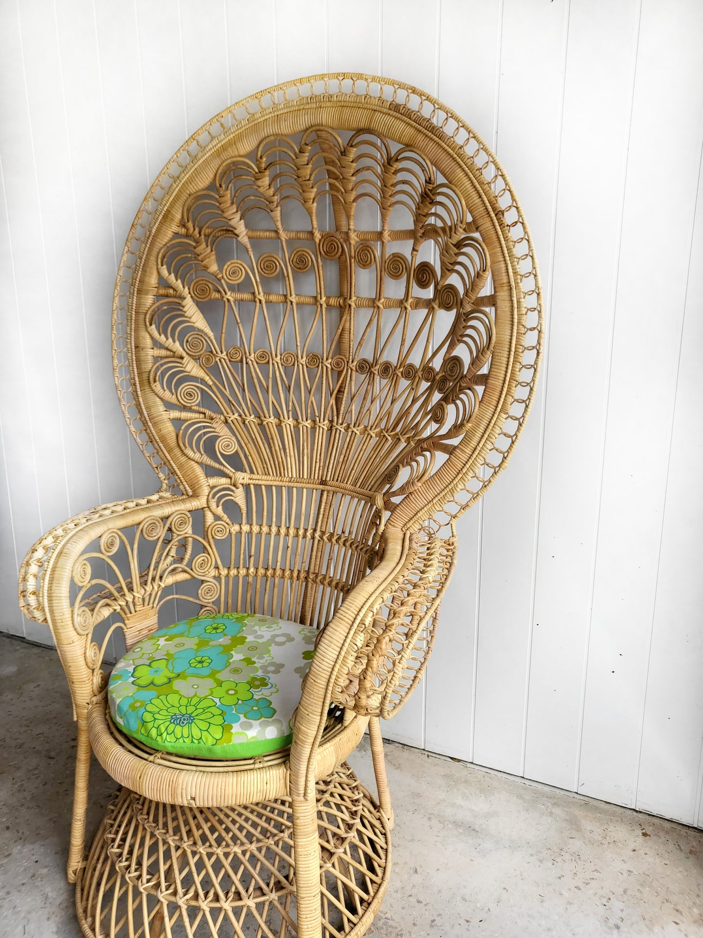 Ornately Woven Cane Peacock Chair