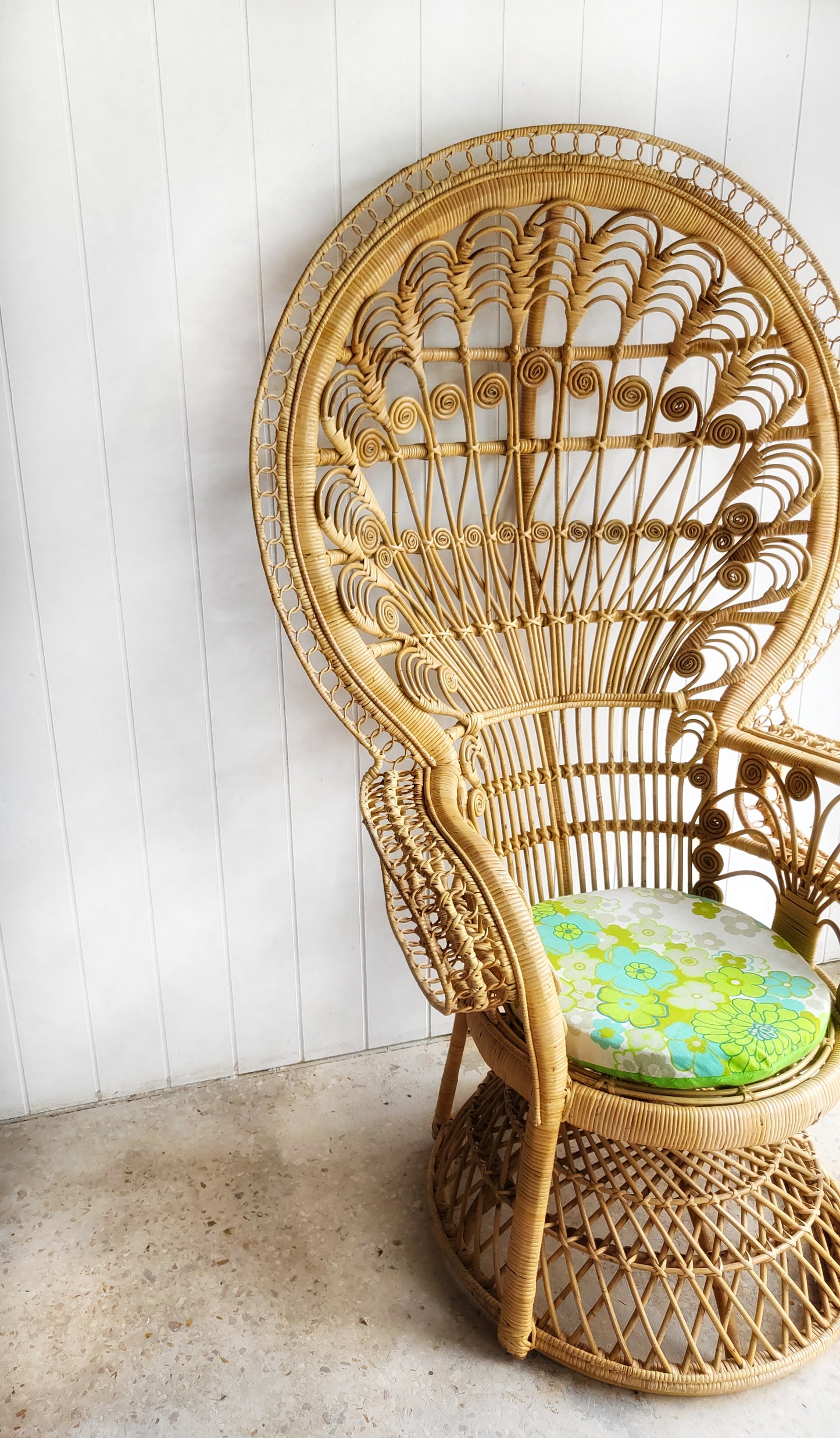 Ornately Woven Cane Peacock Chair