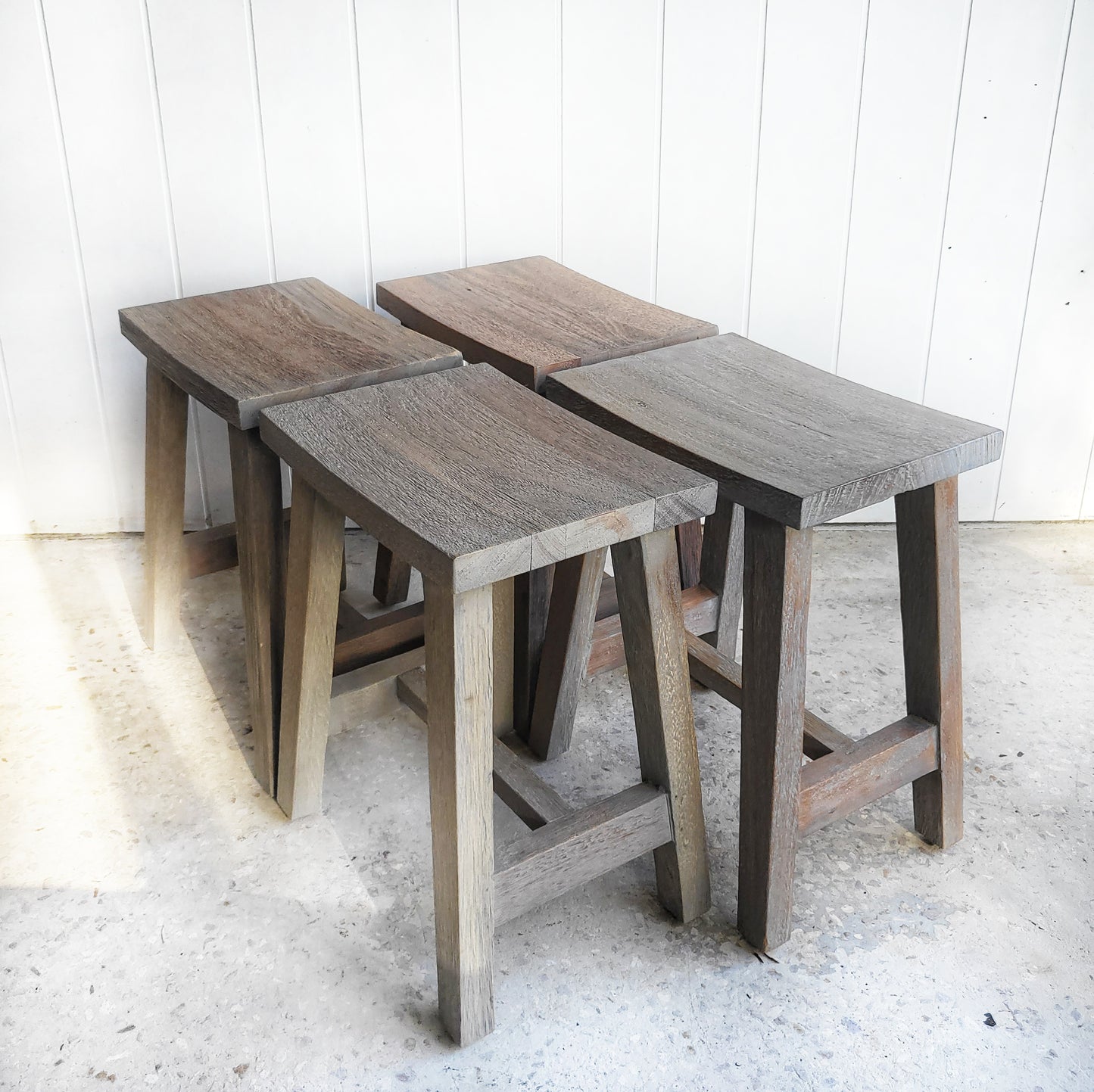 Set of Four Recycled Timber Stools