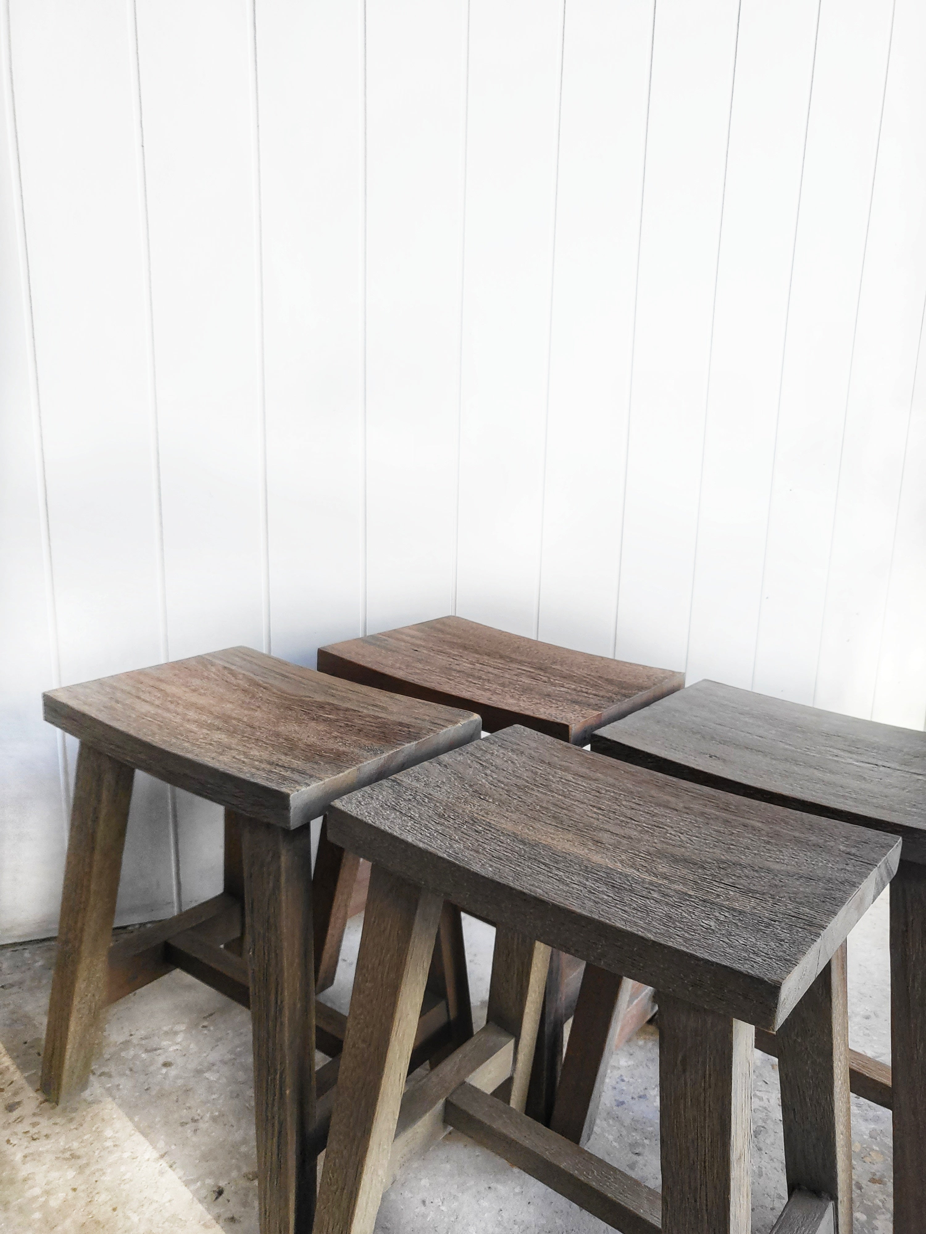 Blue Timber Stool Set of Four Recycled Timber Stools – Saint Atlas