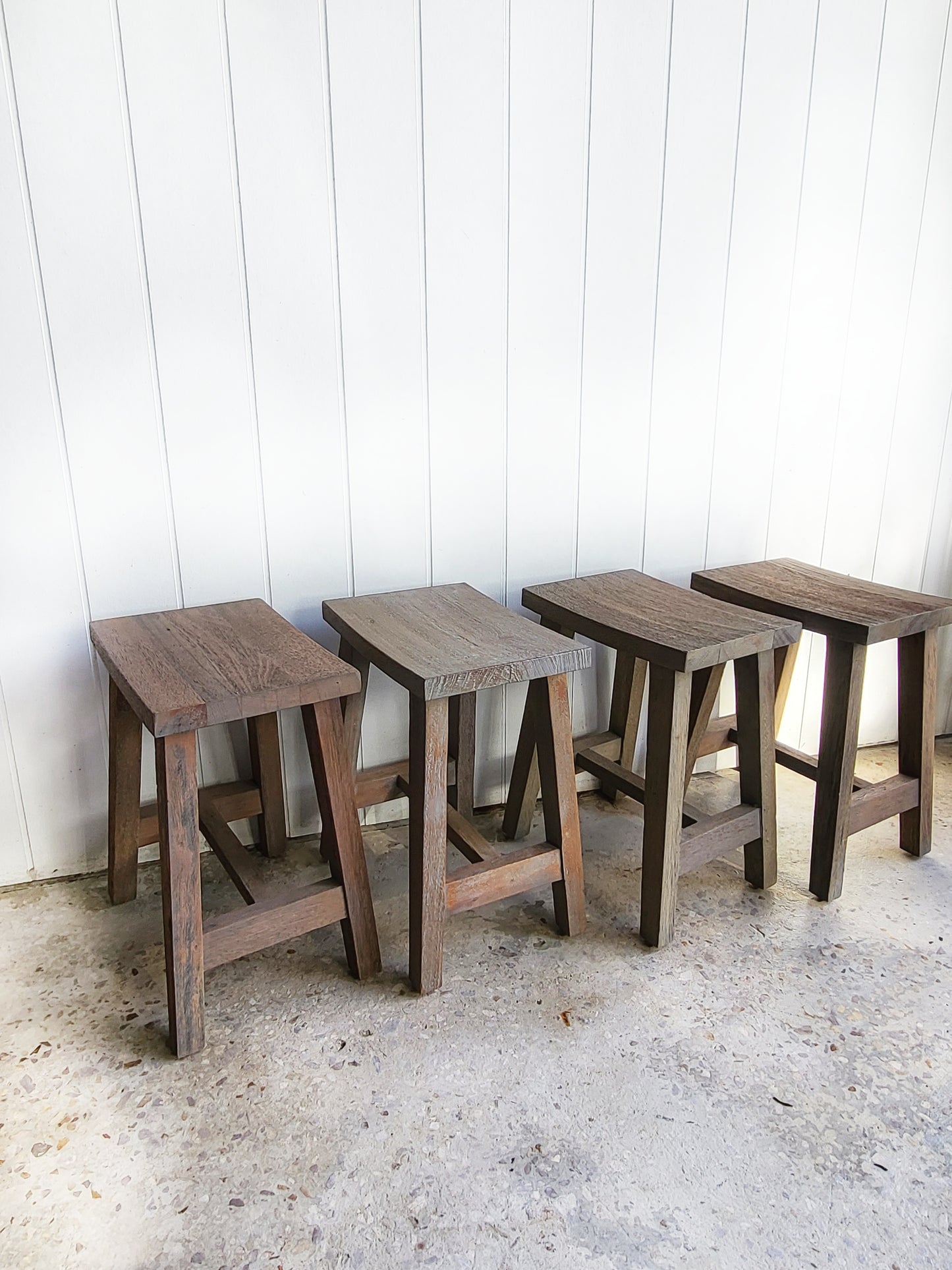 Set of Four Recycled Timber Stools