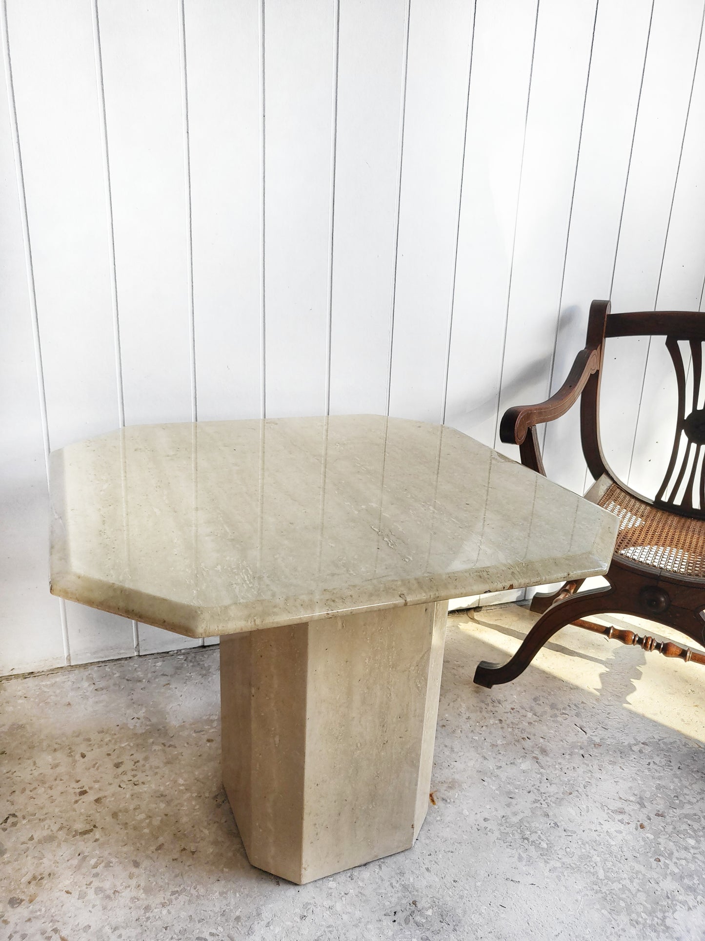 Vintage 1980's Italian Travertine Side or Coffee Table