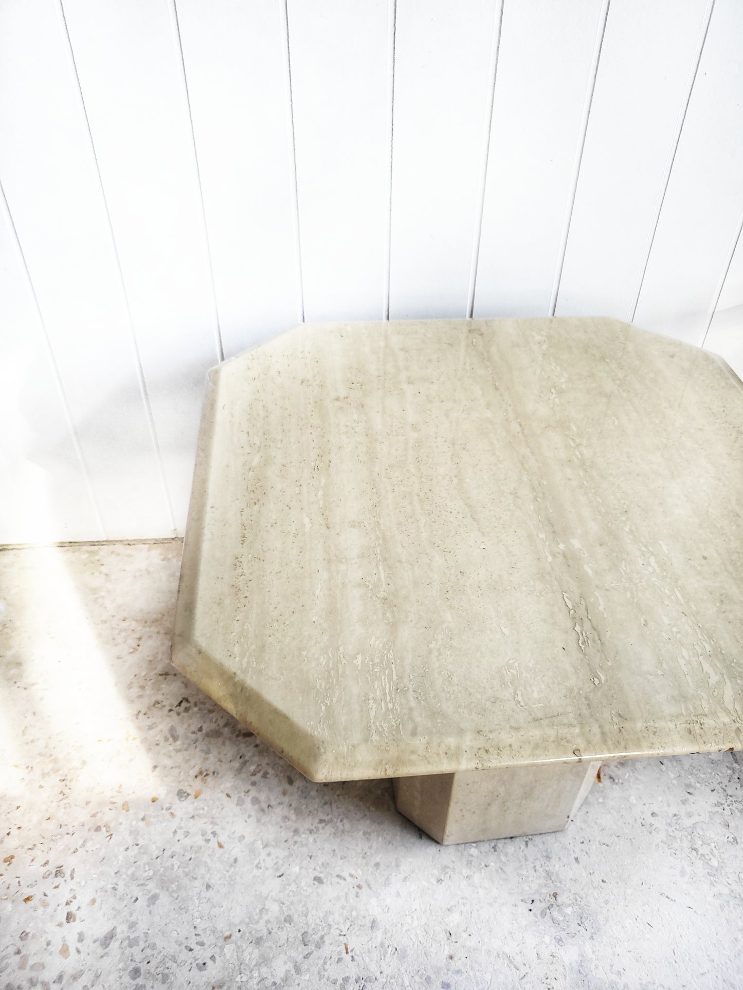 Vintage 1980's Italian Travertine Side or Coffee Table