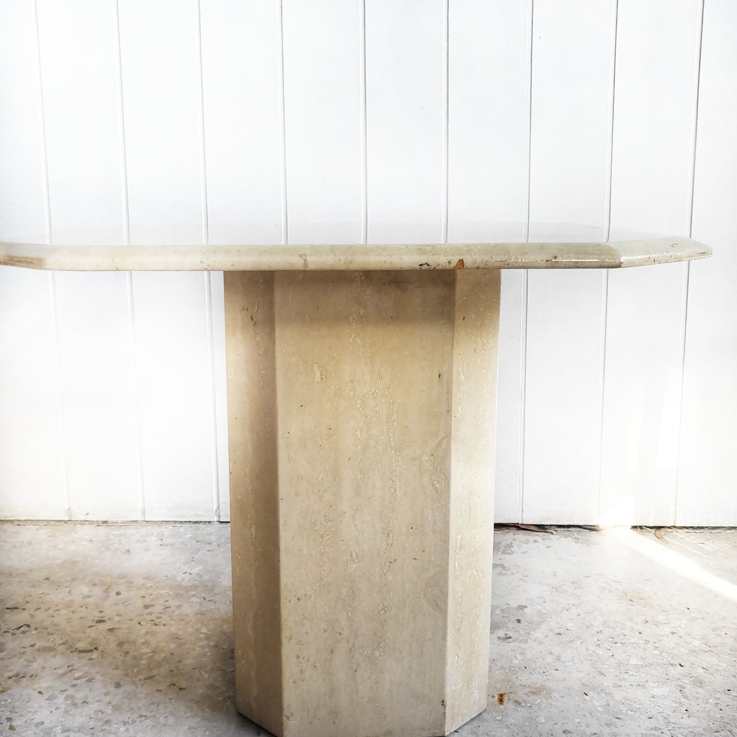 Vintage 1980's Italian Travertine Side or Coffee Table