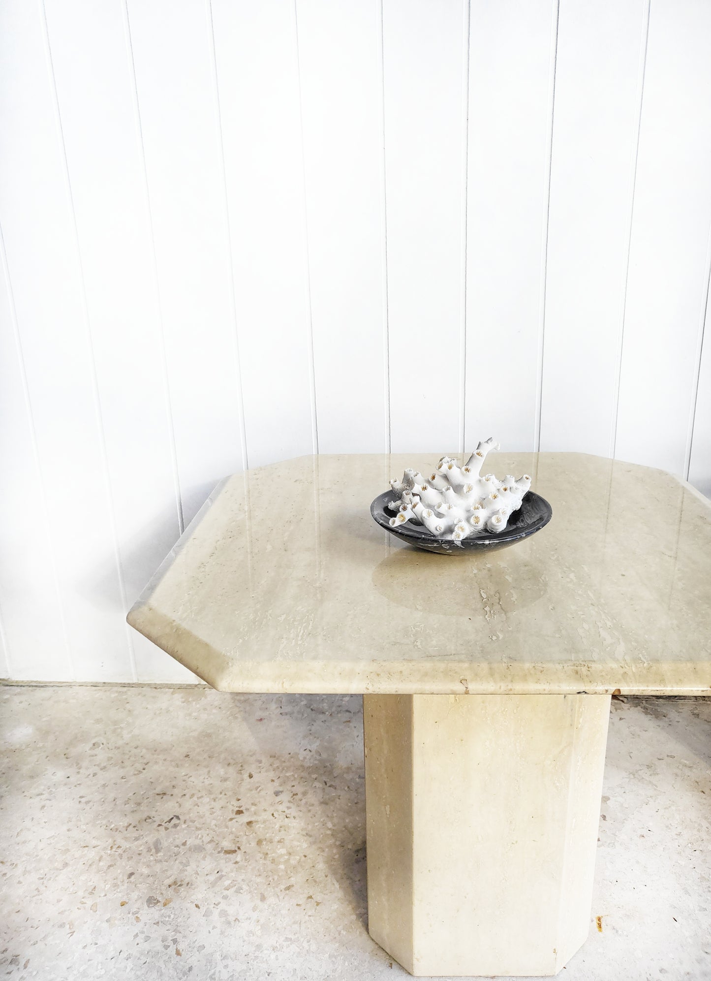 Vintage 1980's Italian Travertine Side or Coffee Table