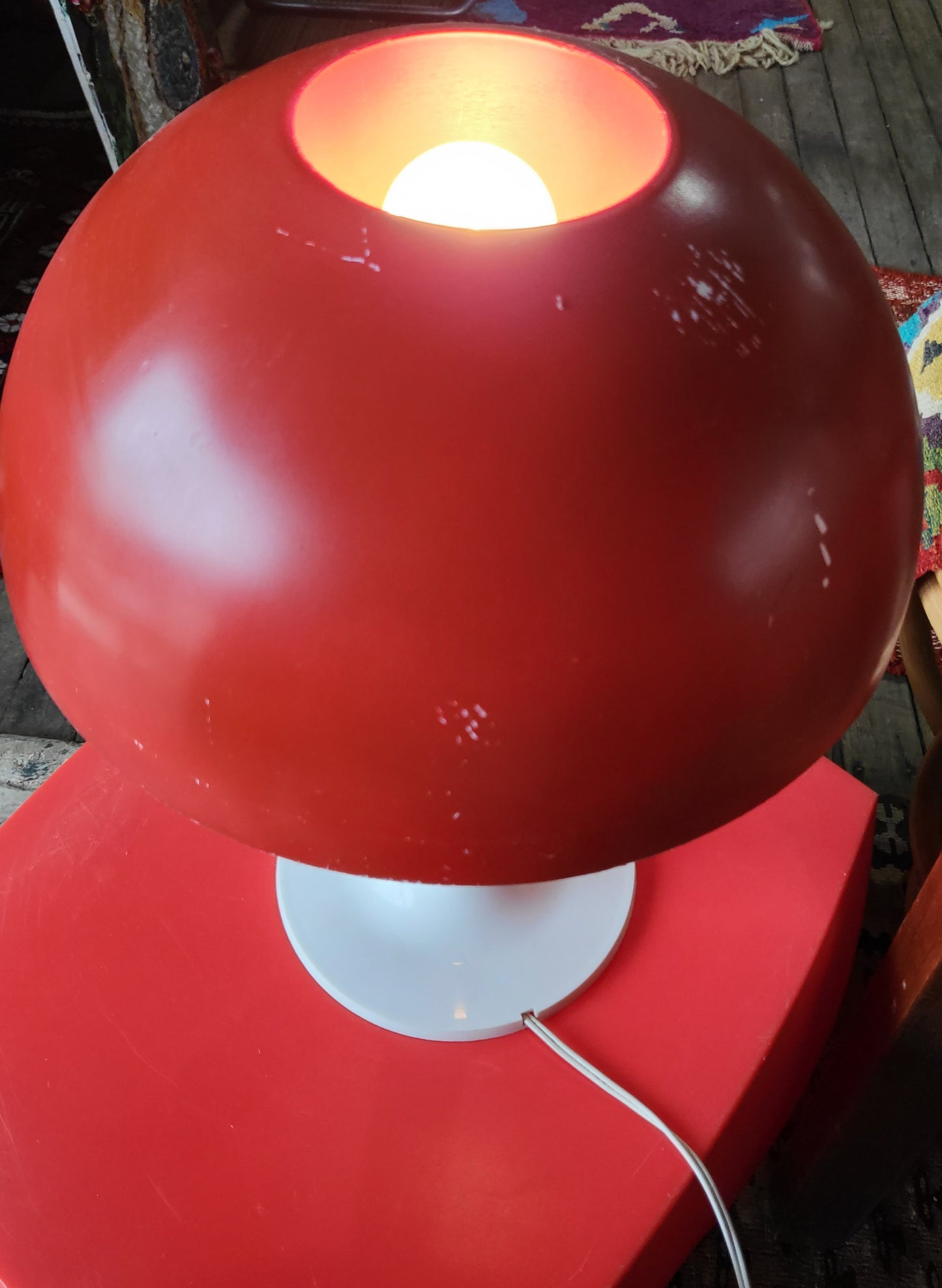 Red Original Mid Century Mushroom Lamp