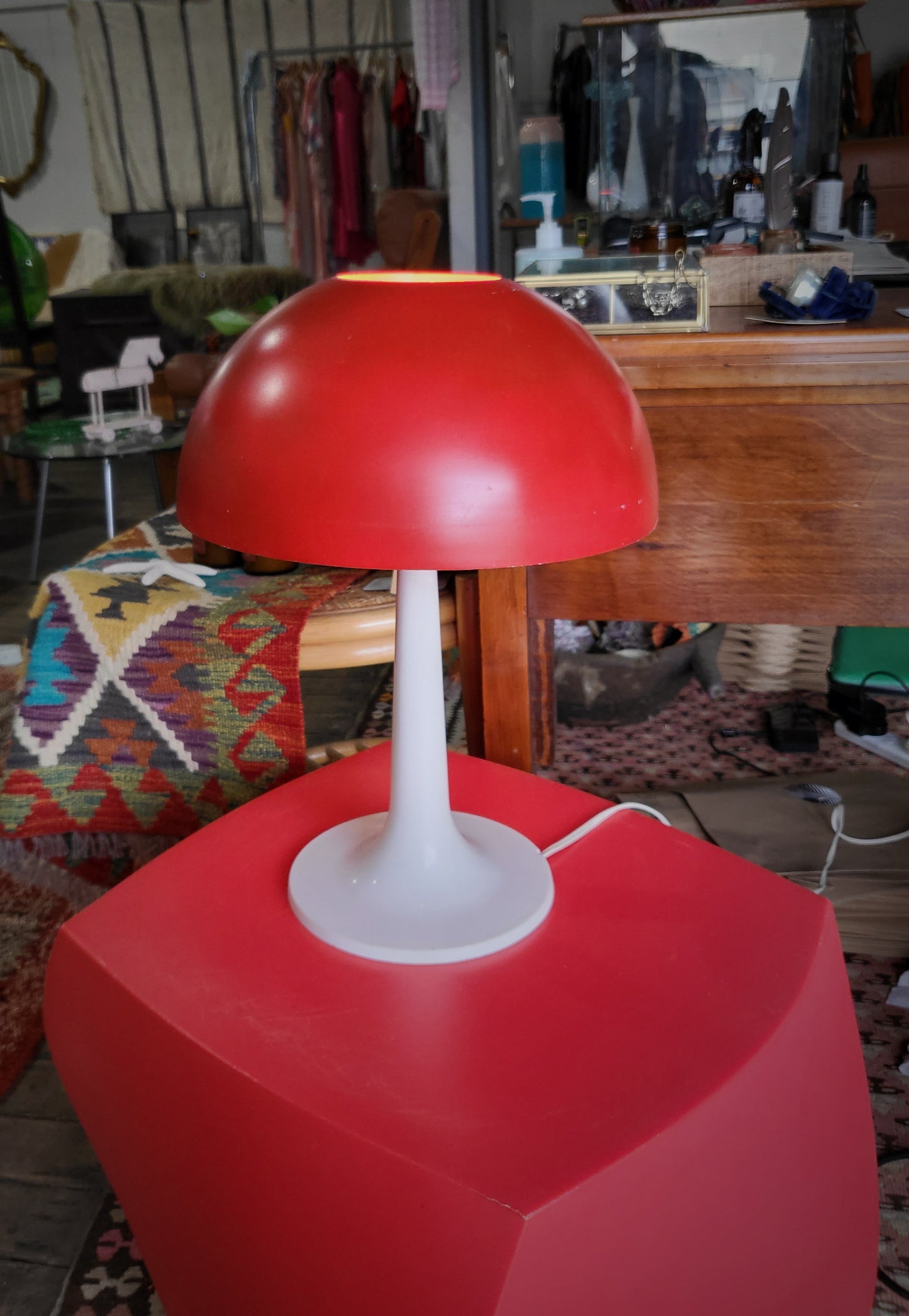 Red Original Mid Century Mushroom Lamp