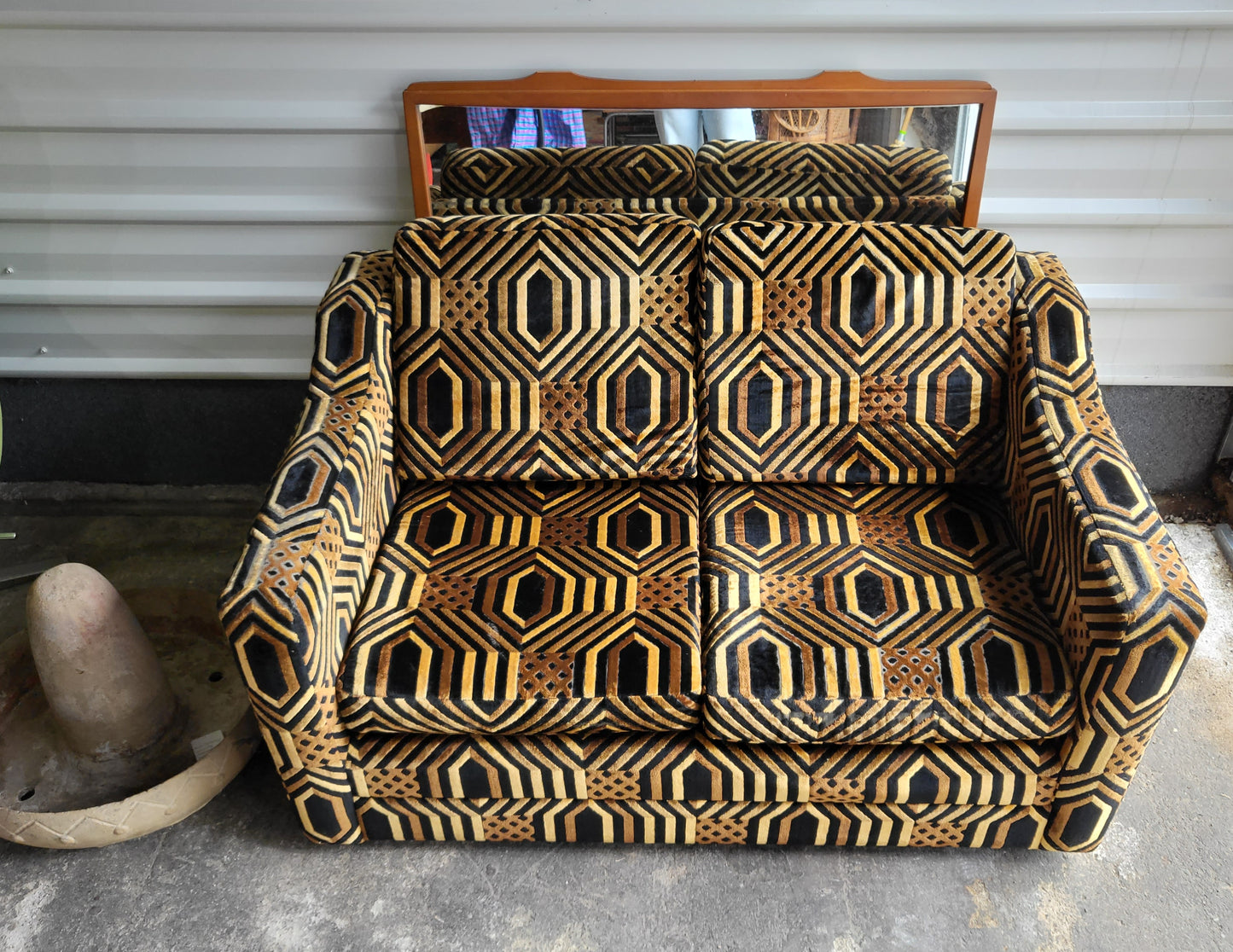 1970's Velvet Bold Graphic Sofa