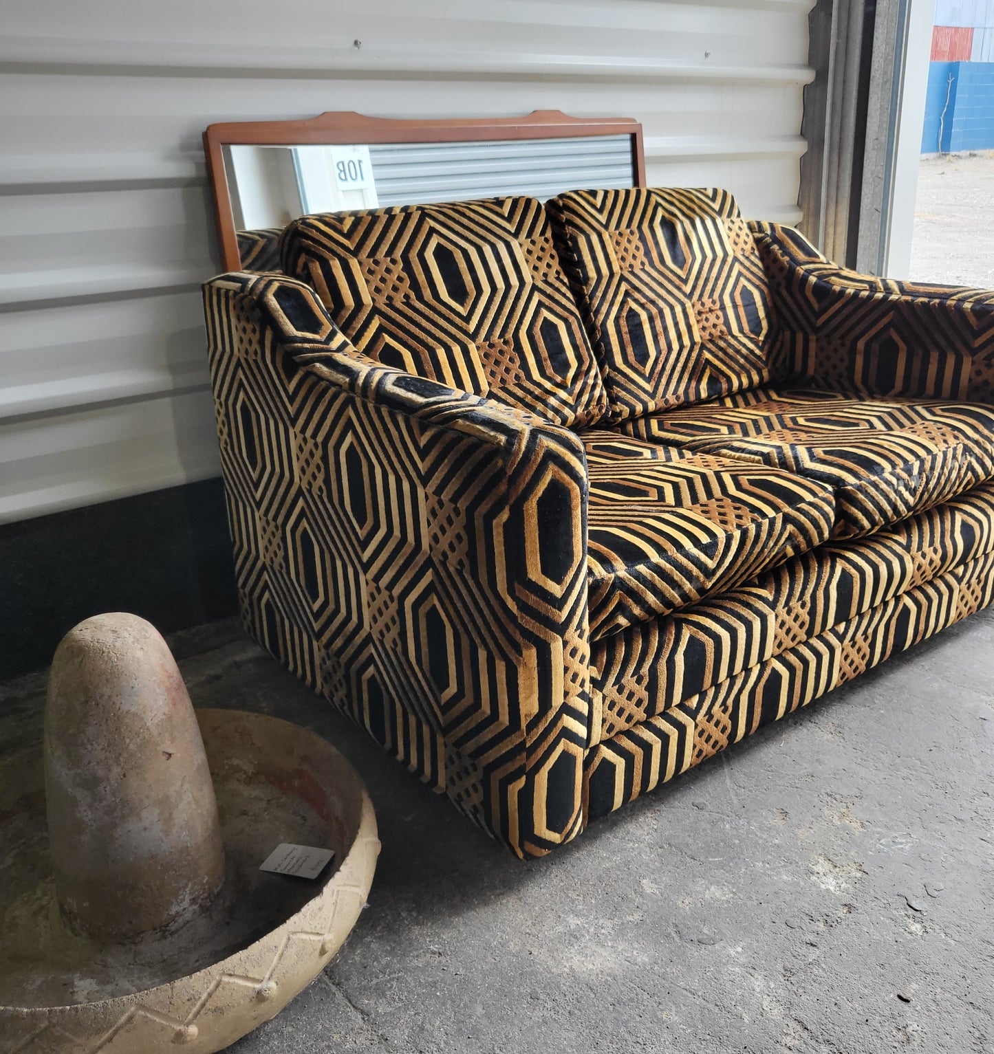 1970's Velvet Bold Graphic Sofa