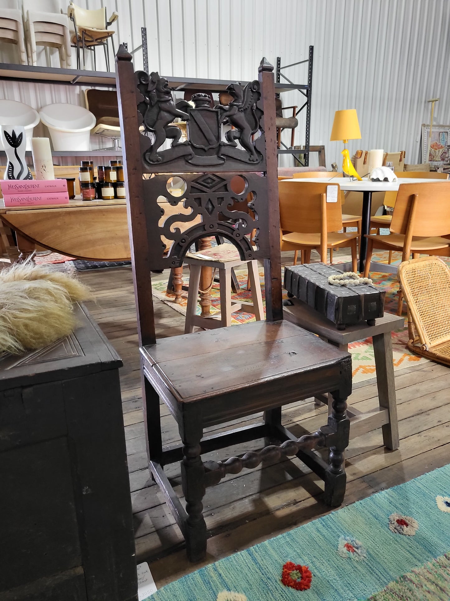 17th Century Armorial Carved Chair