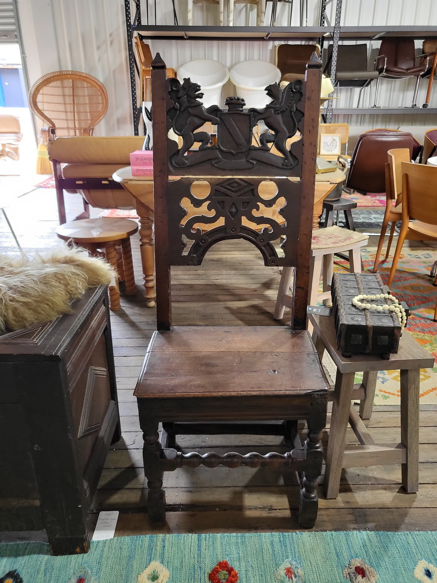 17th Century Armorial Carved Chair