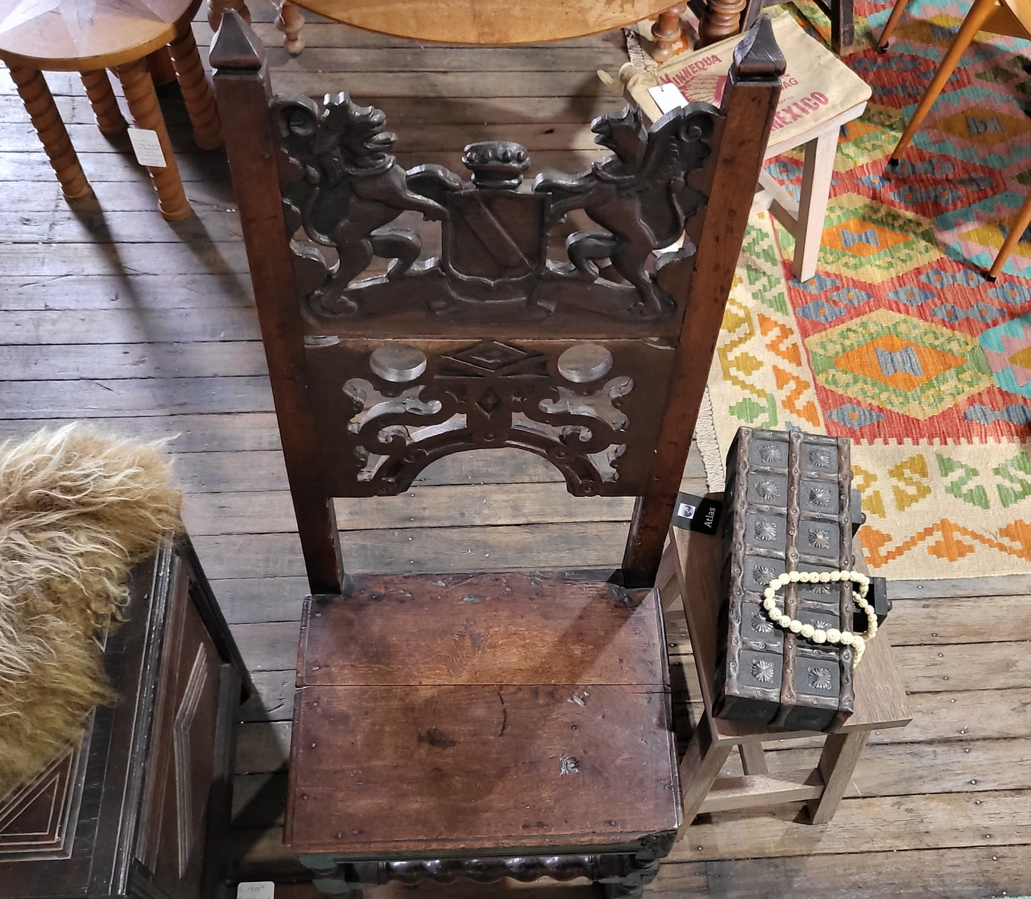 17th Century Armorial Carved Chair