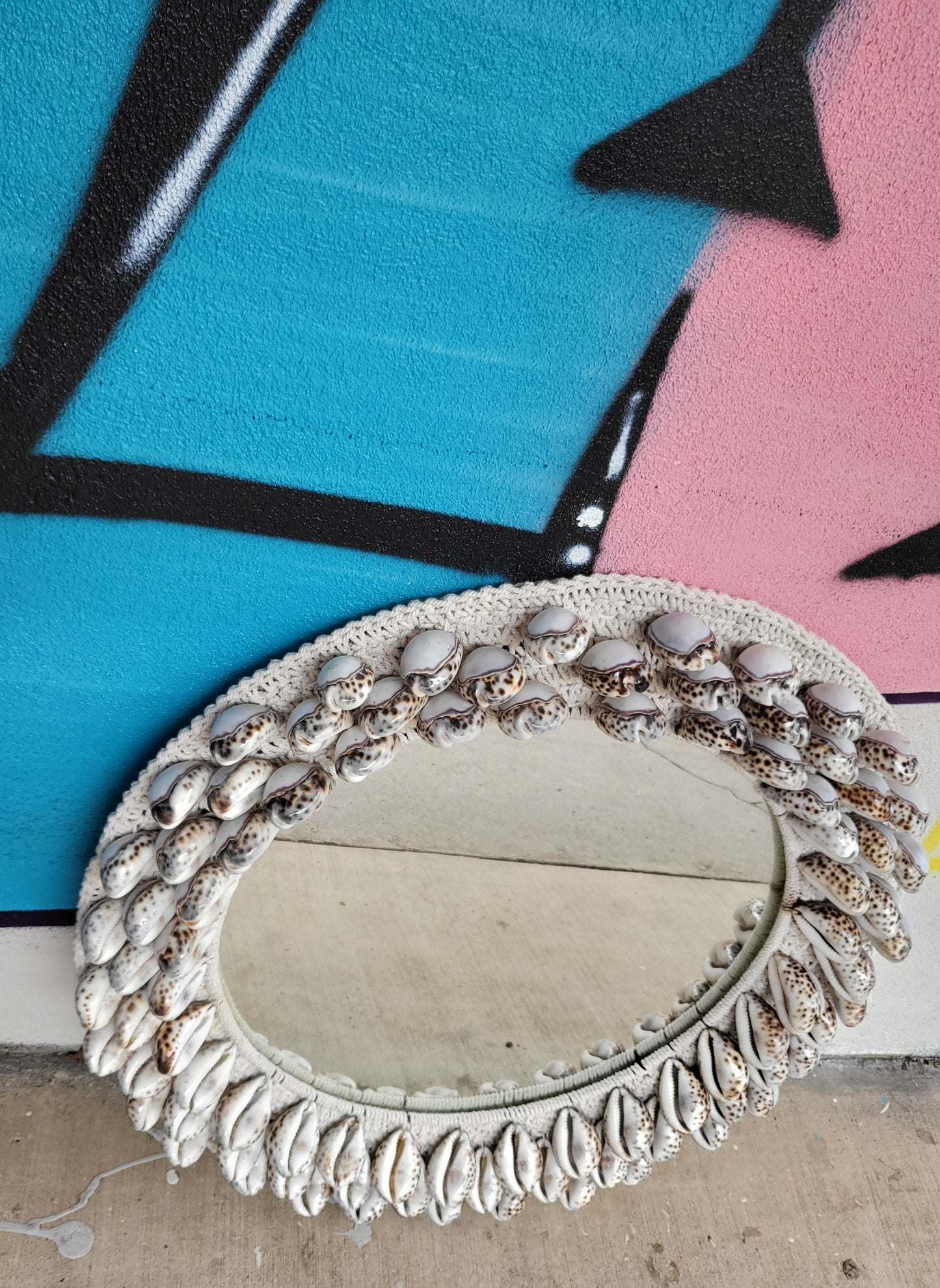 Cowrie Shell Round Mirror