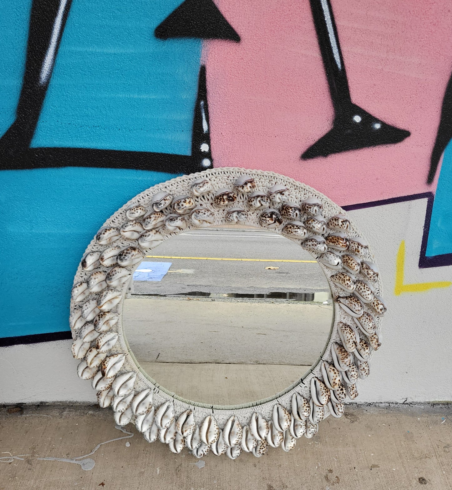 Cowrie Shell Round Mirror