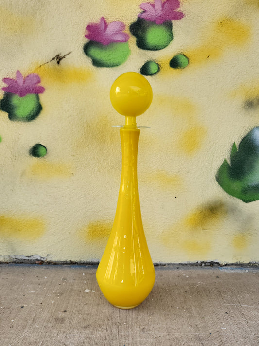 Mid-Century Italian Yellow Glass Bottle with Stopper