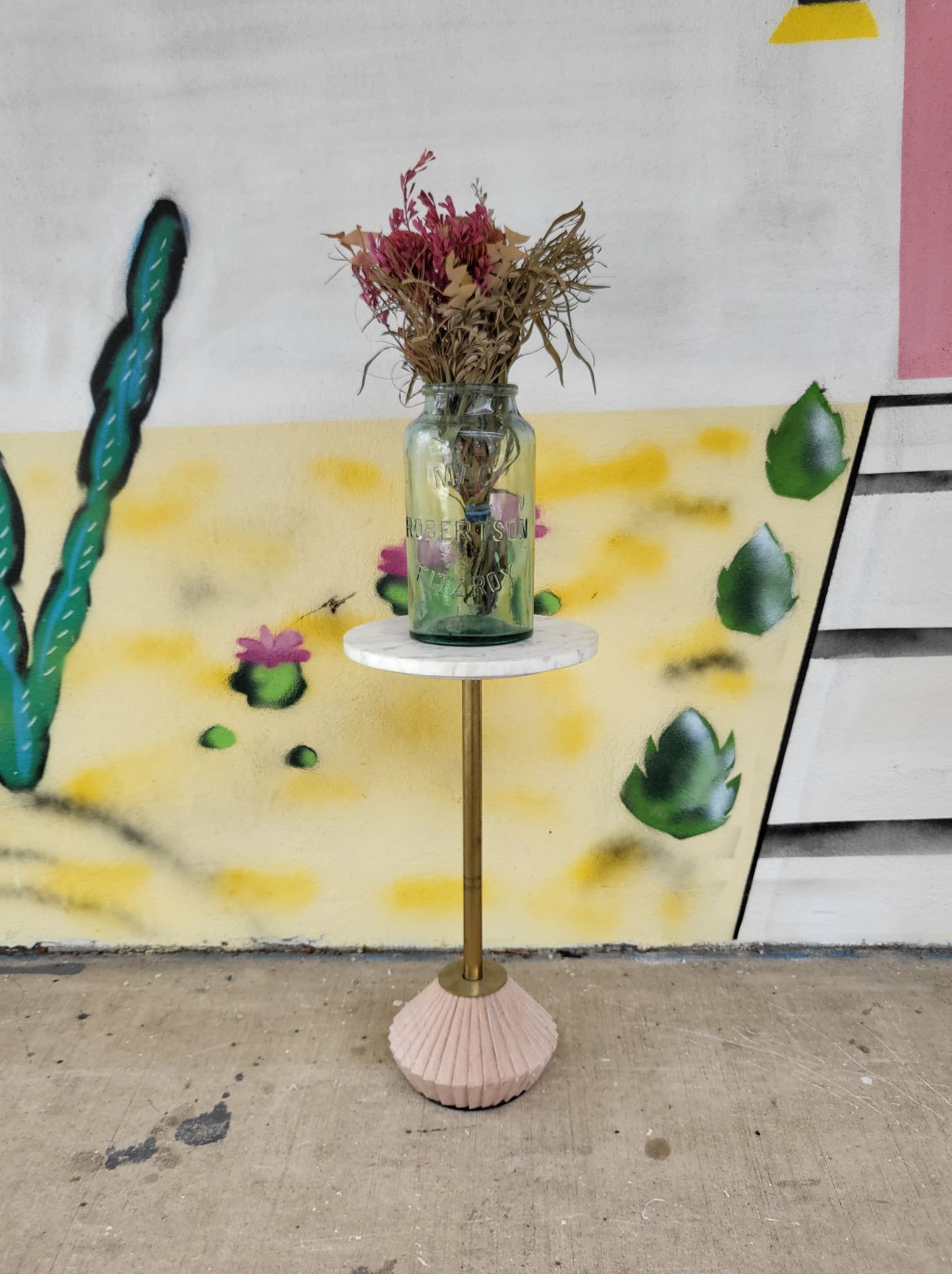 Vintage Sandstone and Marble Side Table