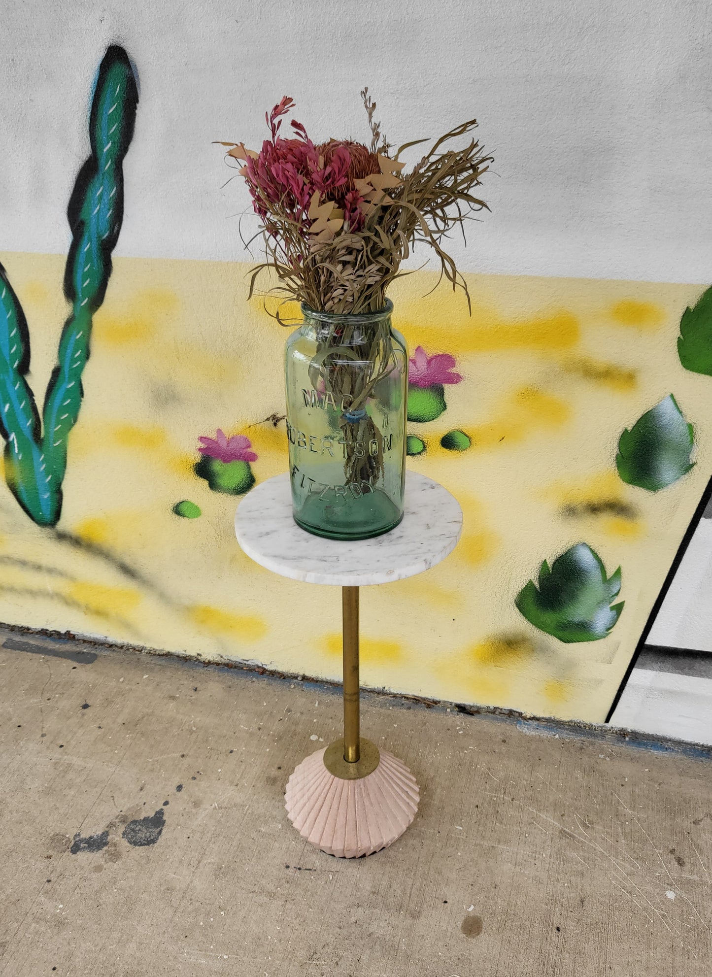 Vintage Sandstone and Marble Side Table