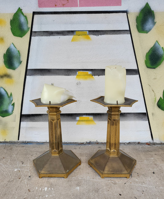 Pair of Antique Brass Candle Holders