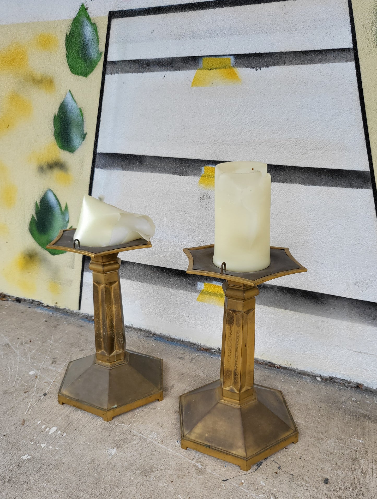 Pair of Antique Brass Candle Holders