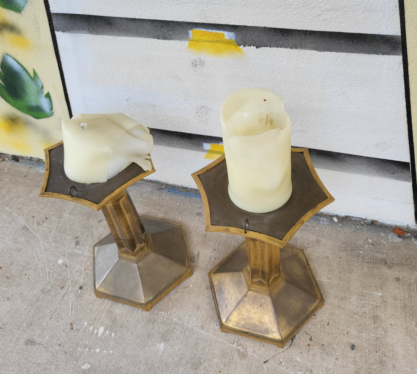 Pair of Antique Brass Candle Holders