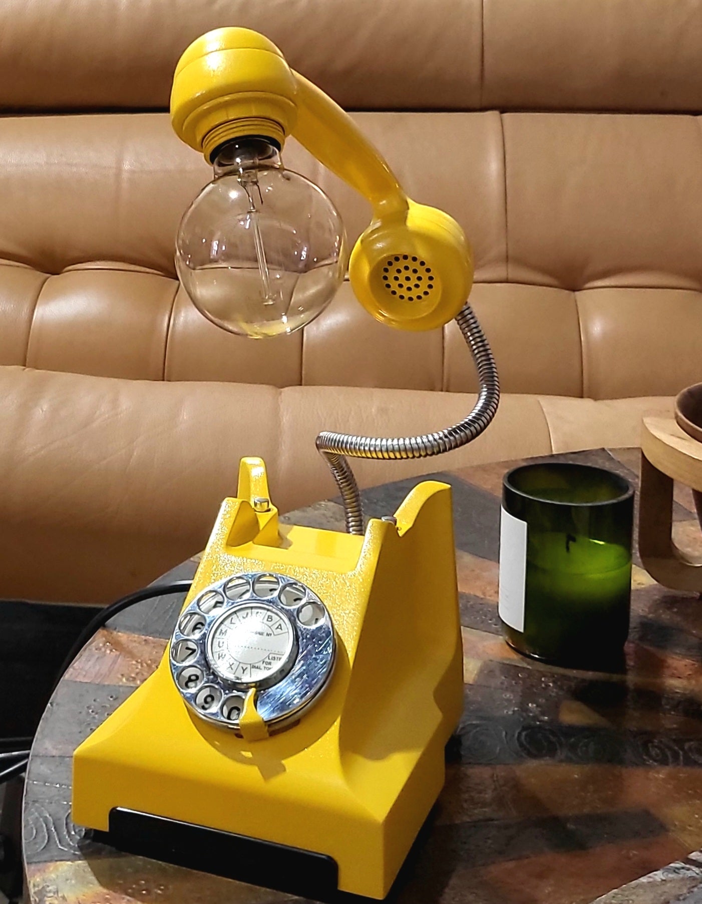 1958 STC Rotary Dial Telephone Lamp (Dimmable) - YELLOW