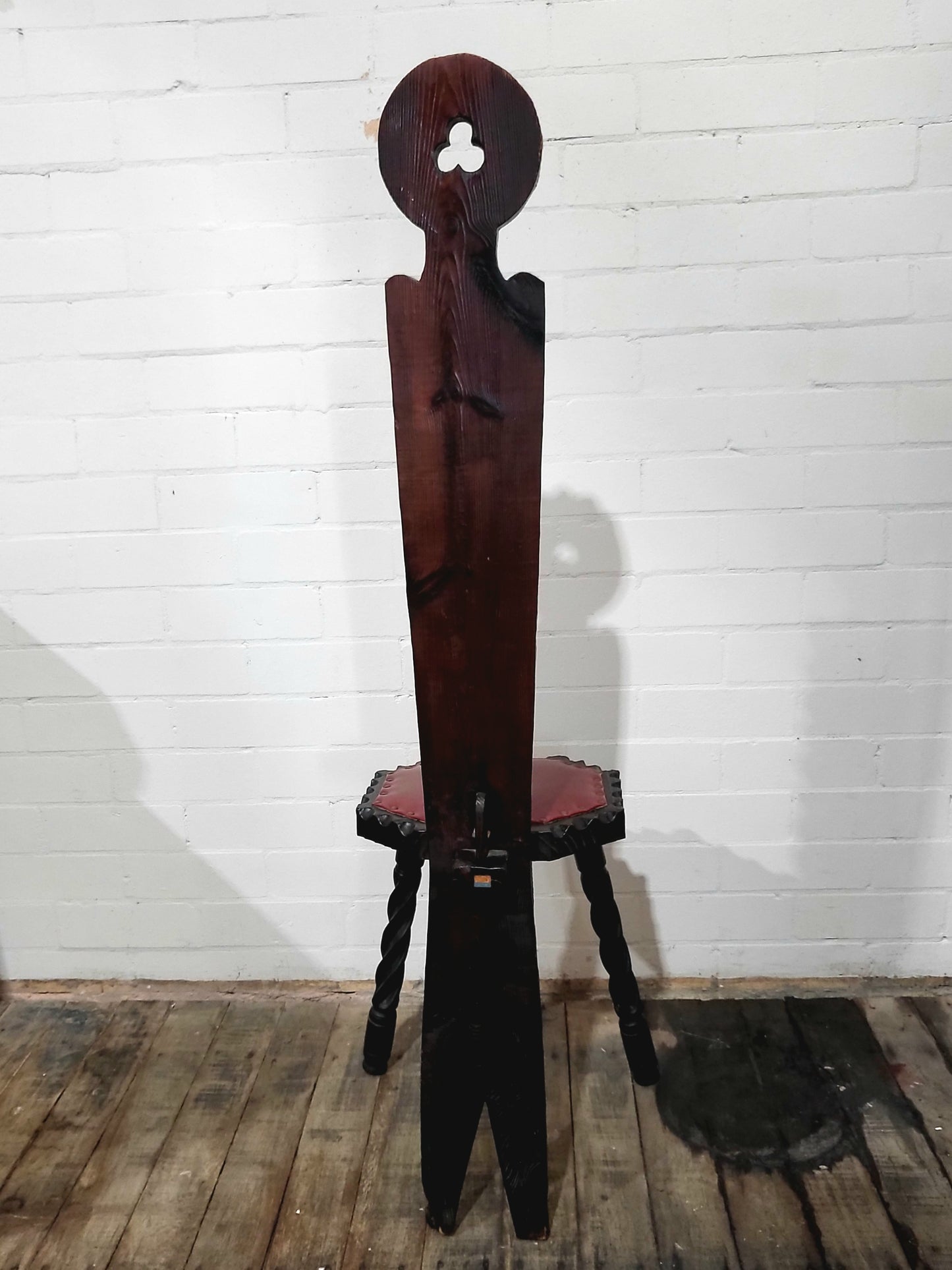 Old Spanish Brutalist Style Chair - Carved Wood
