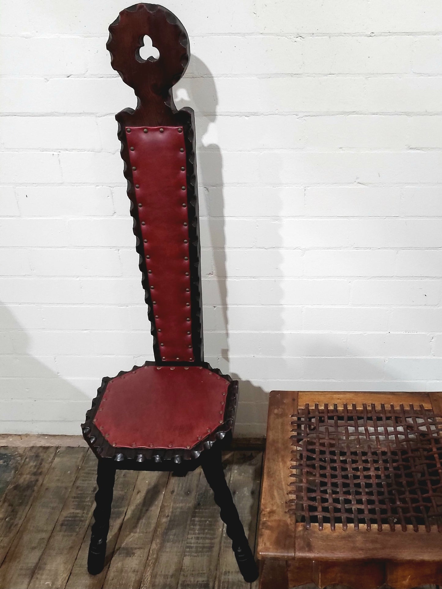 Old Spanish Brutalist Style Chair - Carved Wood