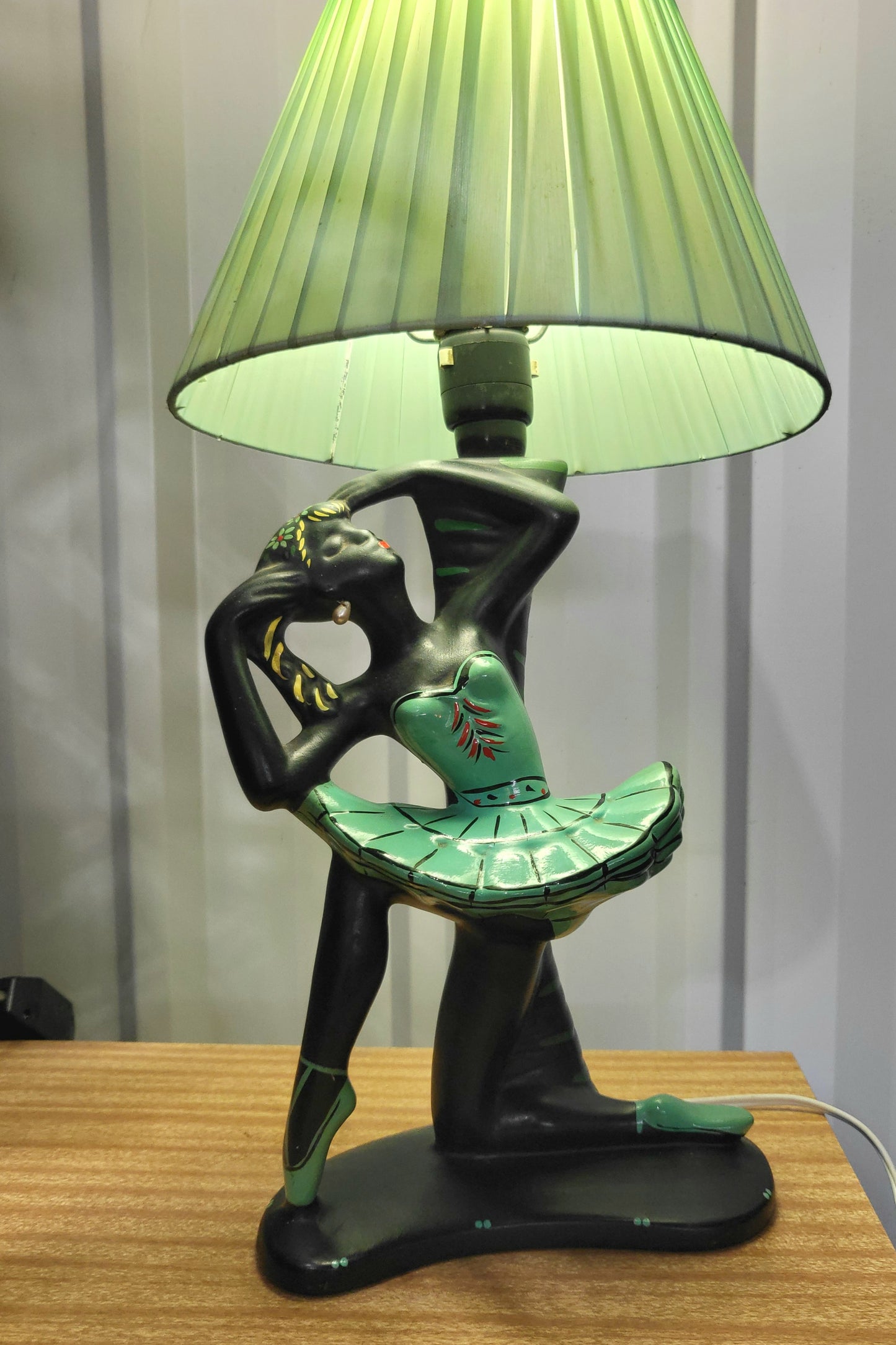 Authentic Barsony Ballerina Lamp - Lady in Green Dress (c.1950s)