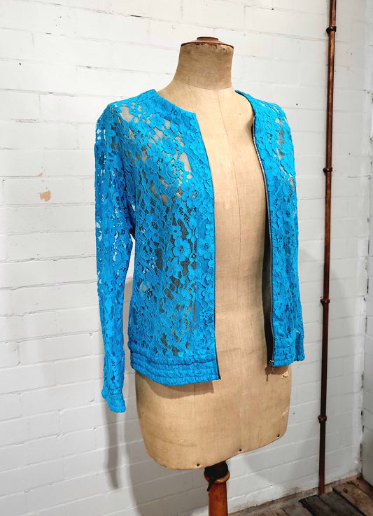 Zimmermann "Flip Side Lace Bomber" - Electric Blue, Size 0
