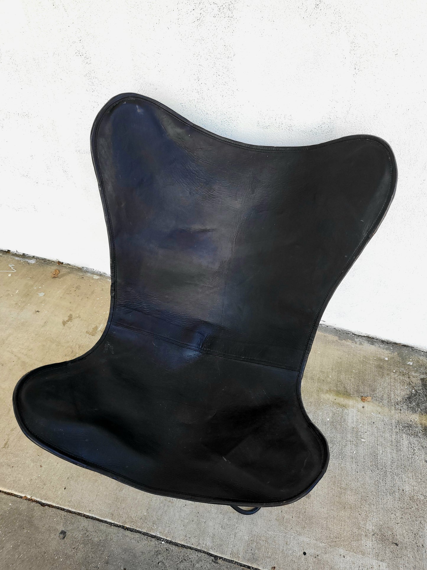 Vintage XL Danish Black Leather Butterfly Chair