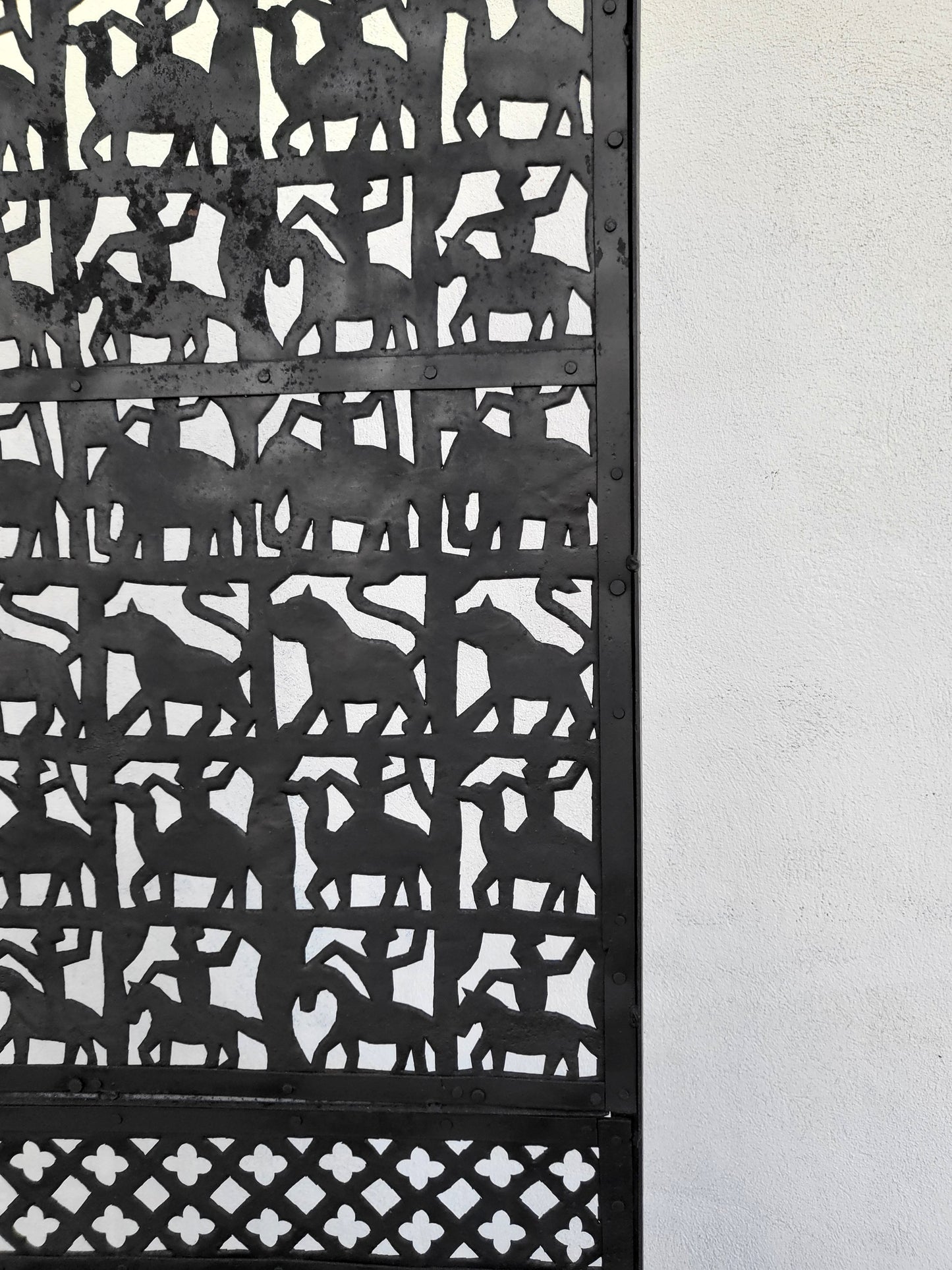 Hand-Cut Metal Room Divider with Animal Motifs, c. early 20th Century
