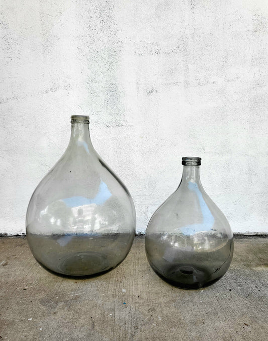 Antique Italian Clear Glass Demijohns