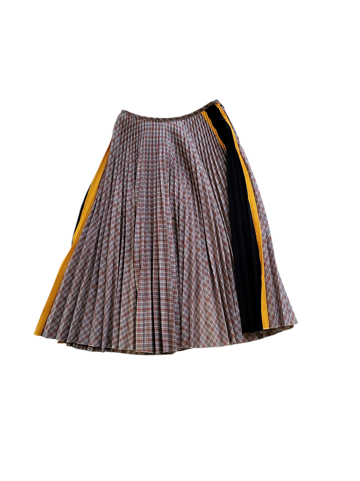 Prada Pleated Check Skirt with Contrast Panels - Size 38