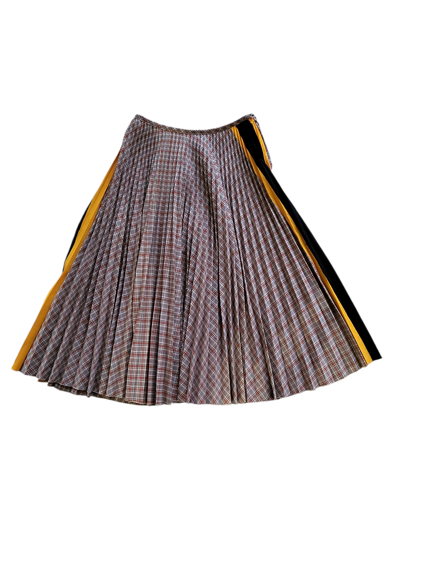 Prada Pleated Check Skirt with Contrast Panels - Size 38