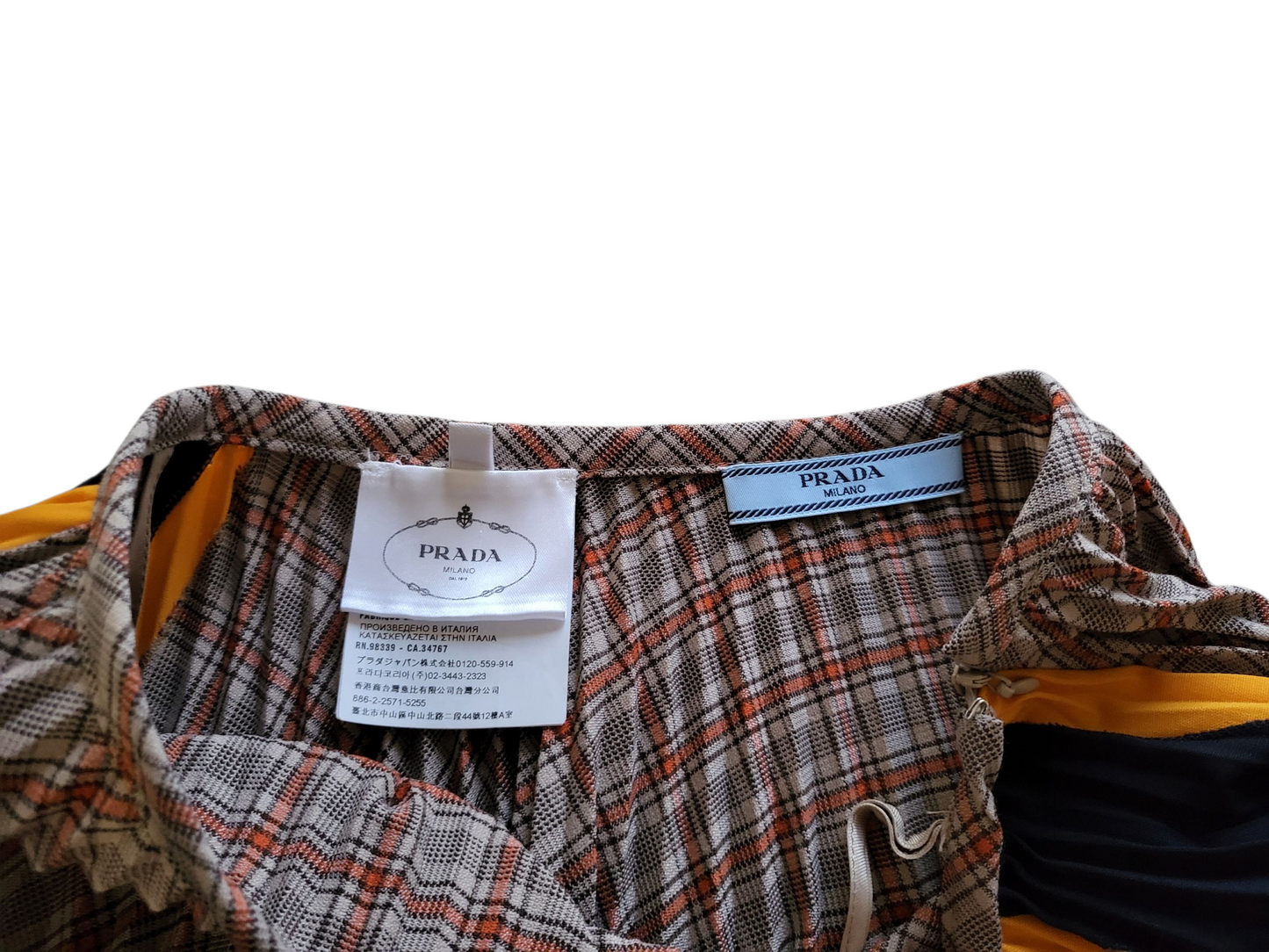 Prada Pleated Check Skirt with Contrast Panels - Size 38