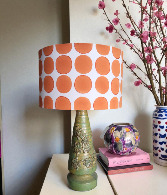 Mid-Century Terracotta Lamp with Leaf Detail & Modern Shade