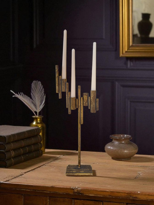 Mid-Century Brutalist Candelabra - Sculptural Iron Form