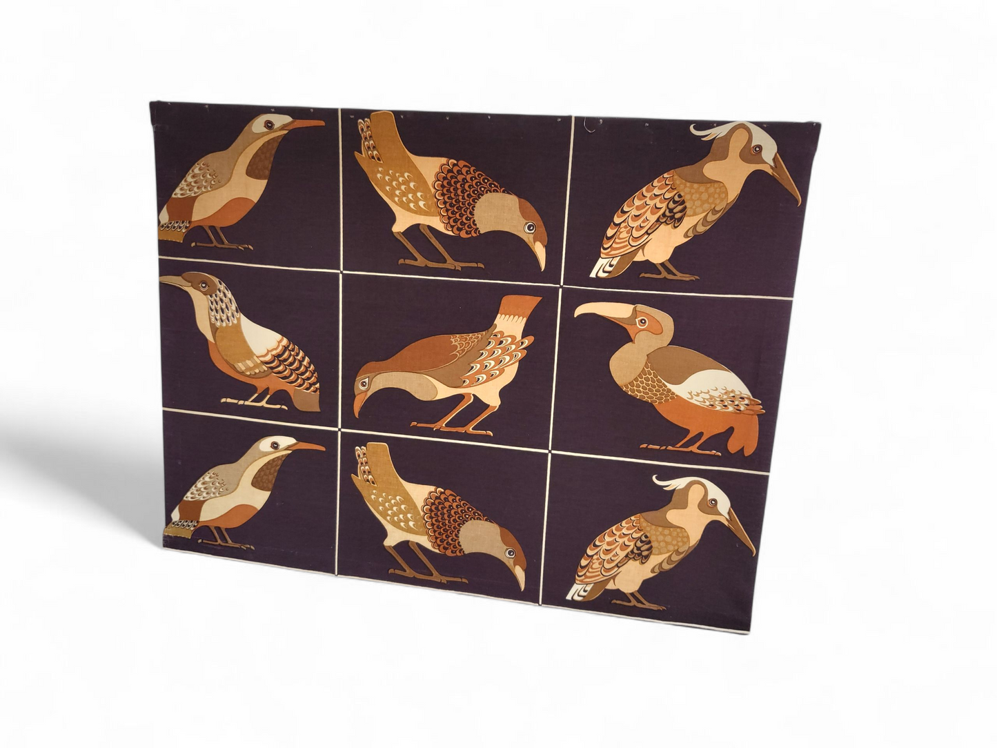 MId-Century Vintage Fabric Wall Panel with Stylised Birds