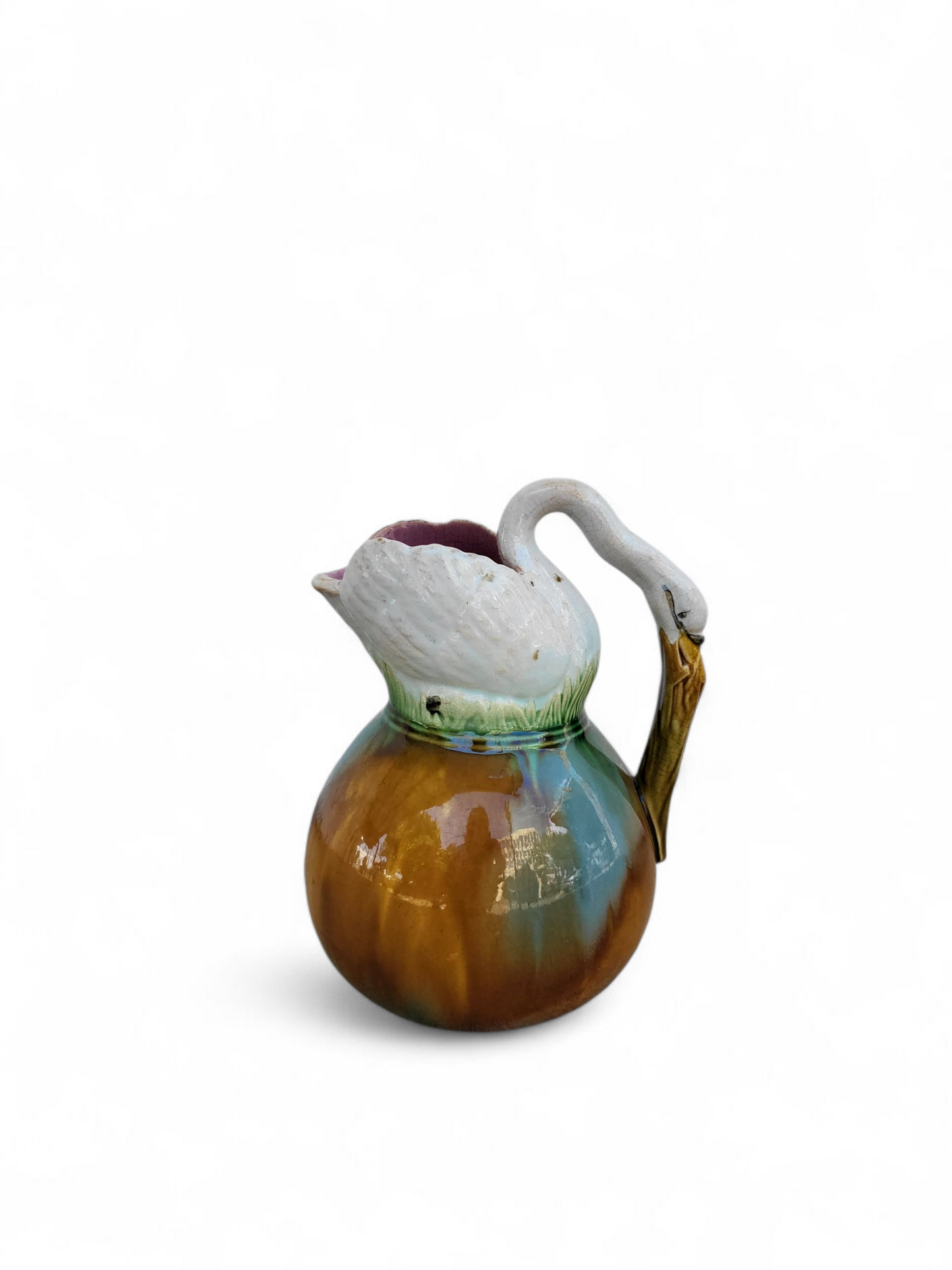 Early English Majolica Swan-Form Jug Vase