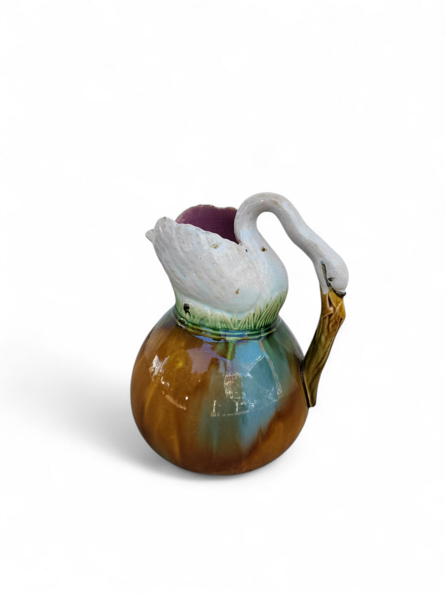Early English Majolica Swan-Form Jug Vase