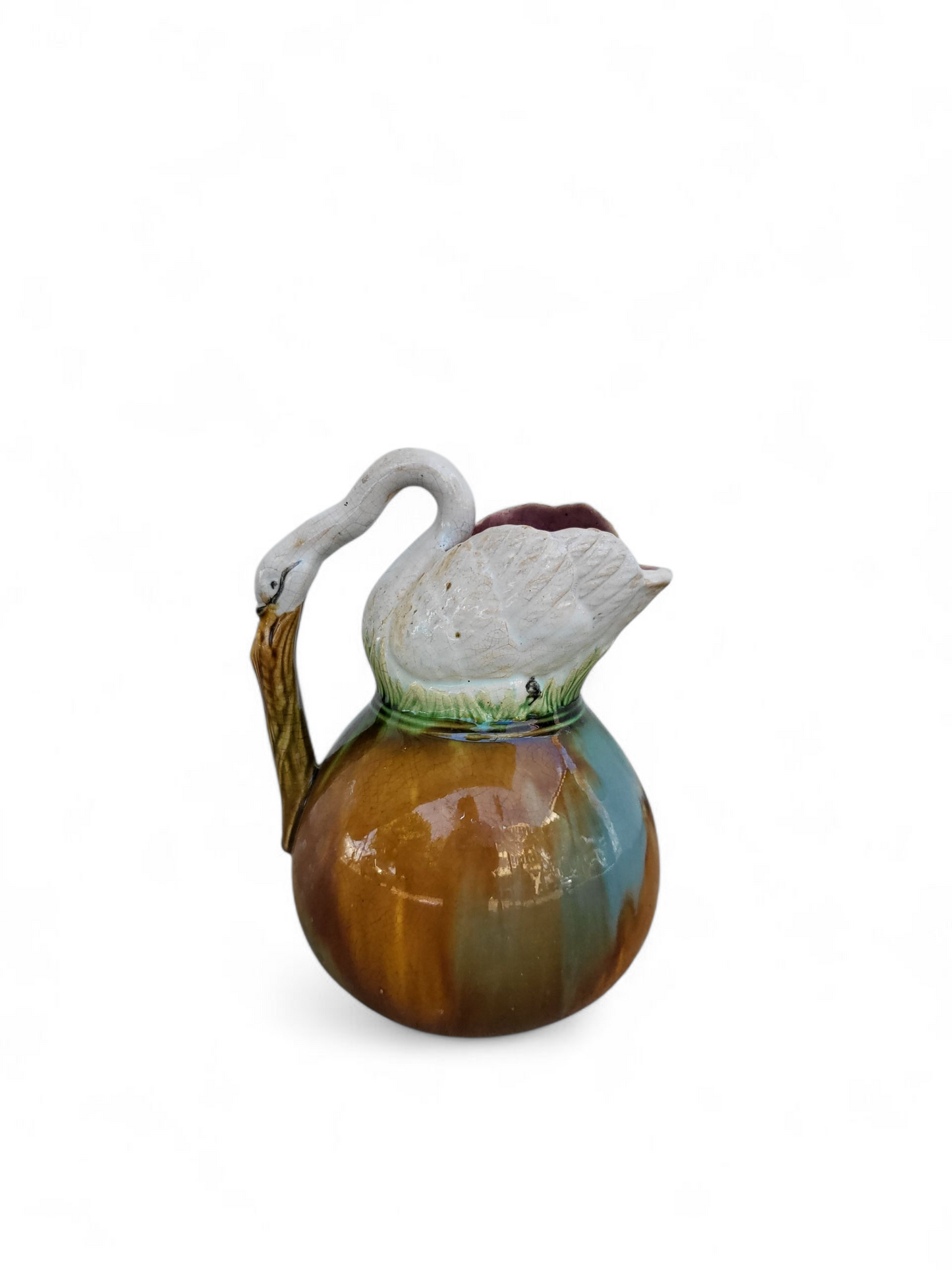Early English Majolica Swan-Form Jug Vase