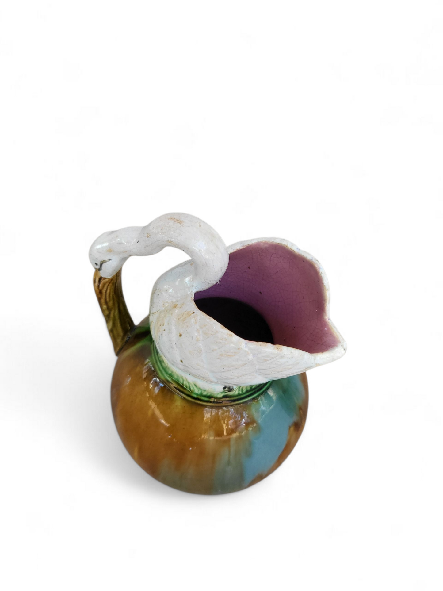 Early English Majolica Swan-Form Jug Vase