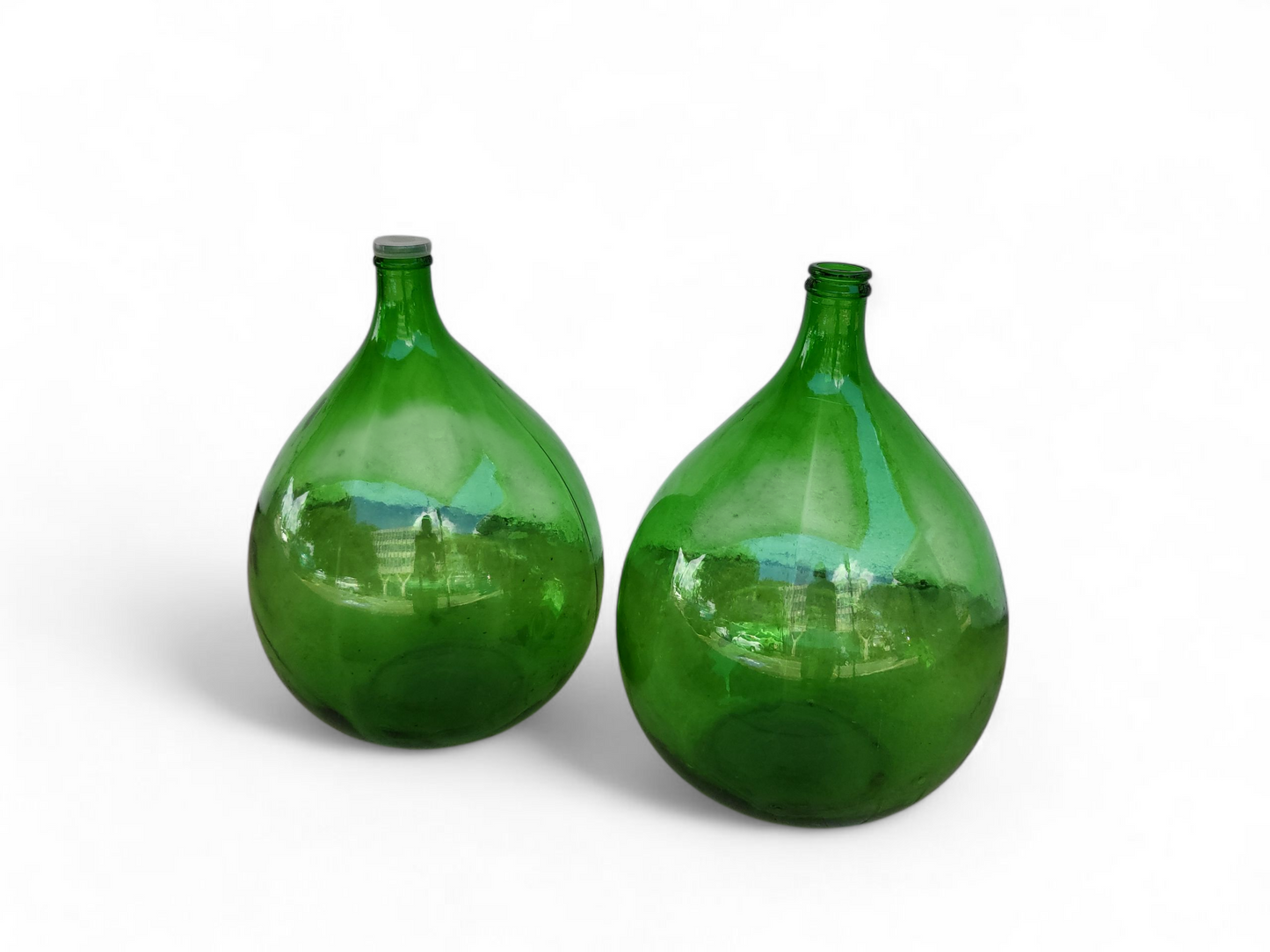 Antique Green Glass Italian Demijohns - 34L