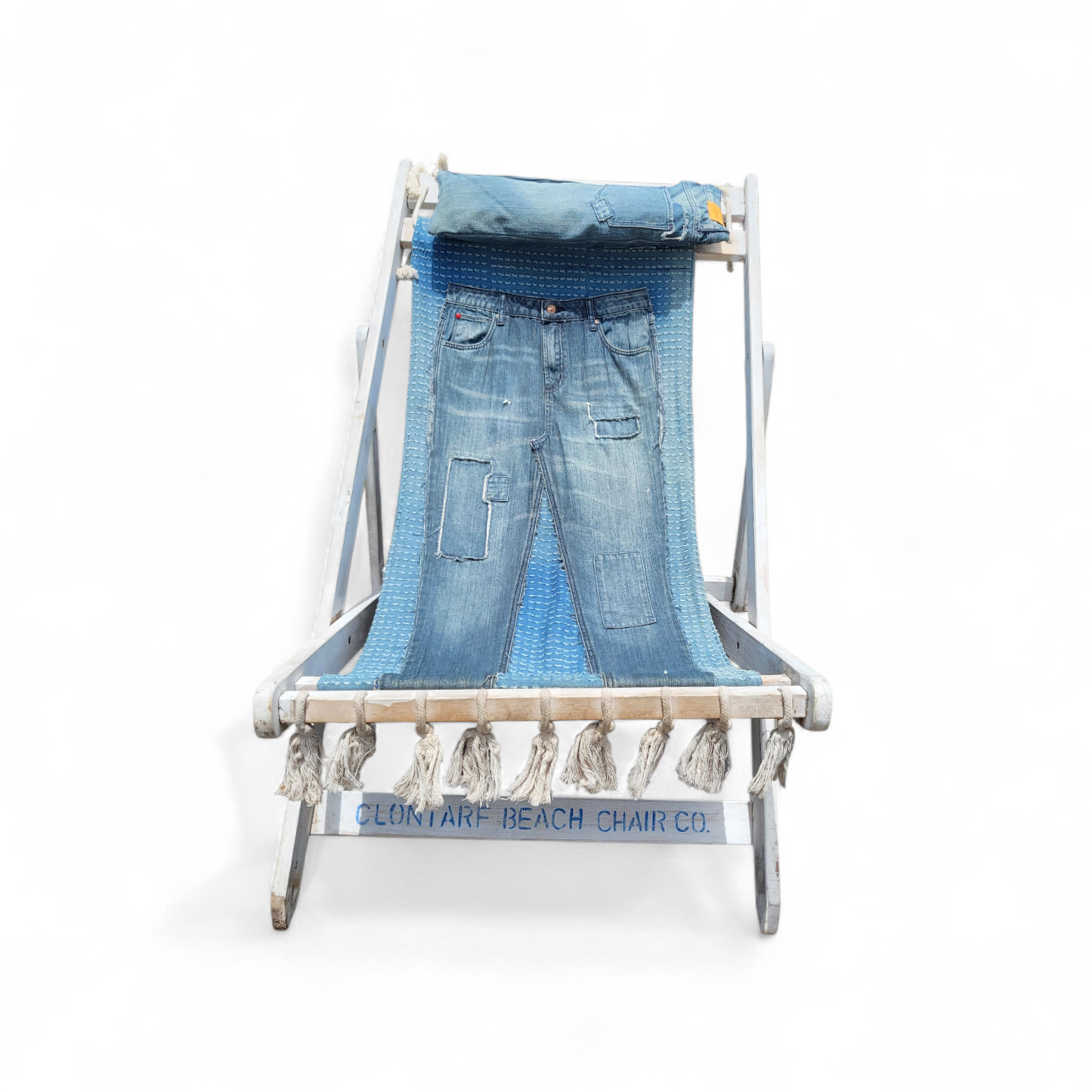 Reworked Denim Beach Deck Chairs - Set of Three