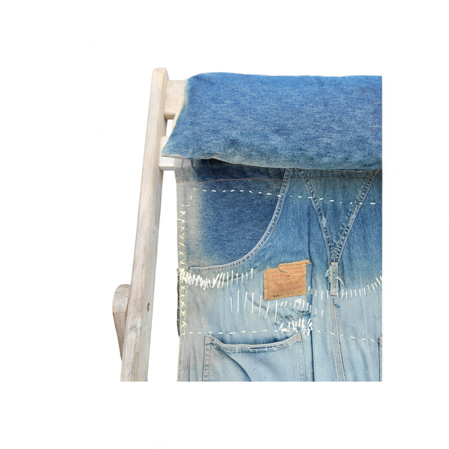 Reworked Denim Beach Deck Chairs - Set of Three