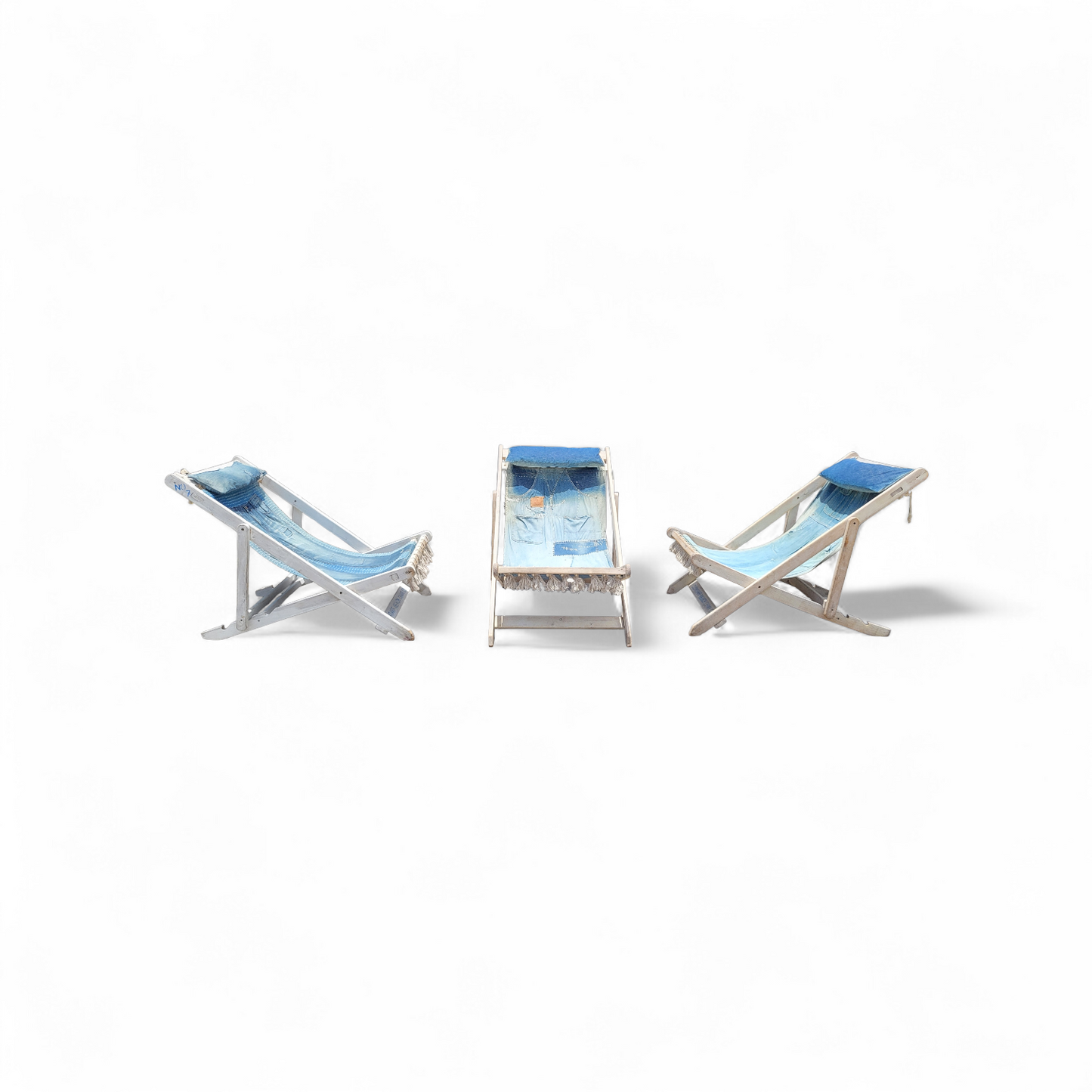 Reworked Denim Beach Deck Chairs - Set of Three