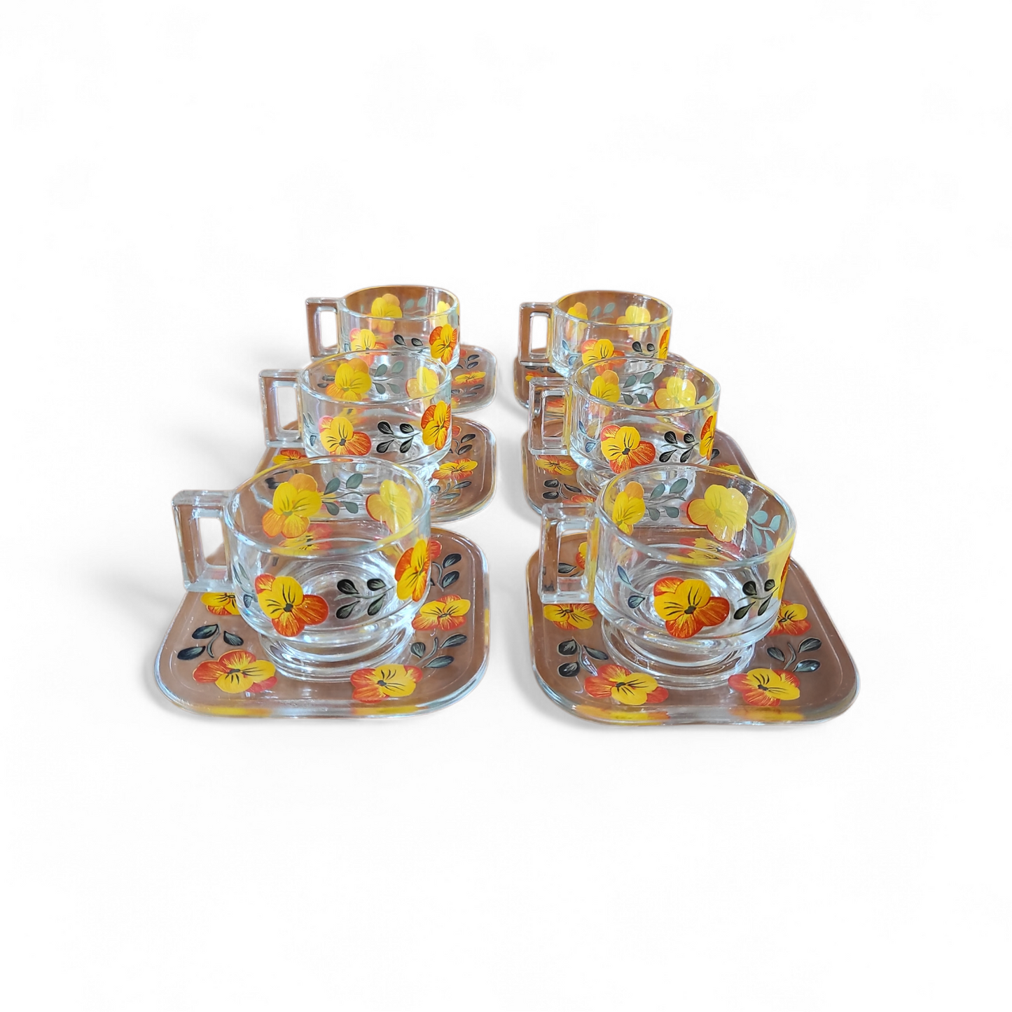 Joe Colombo "Flora" Espresso Cups & Saucers - Set of 6 | Made in Italy