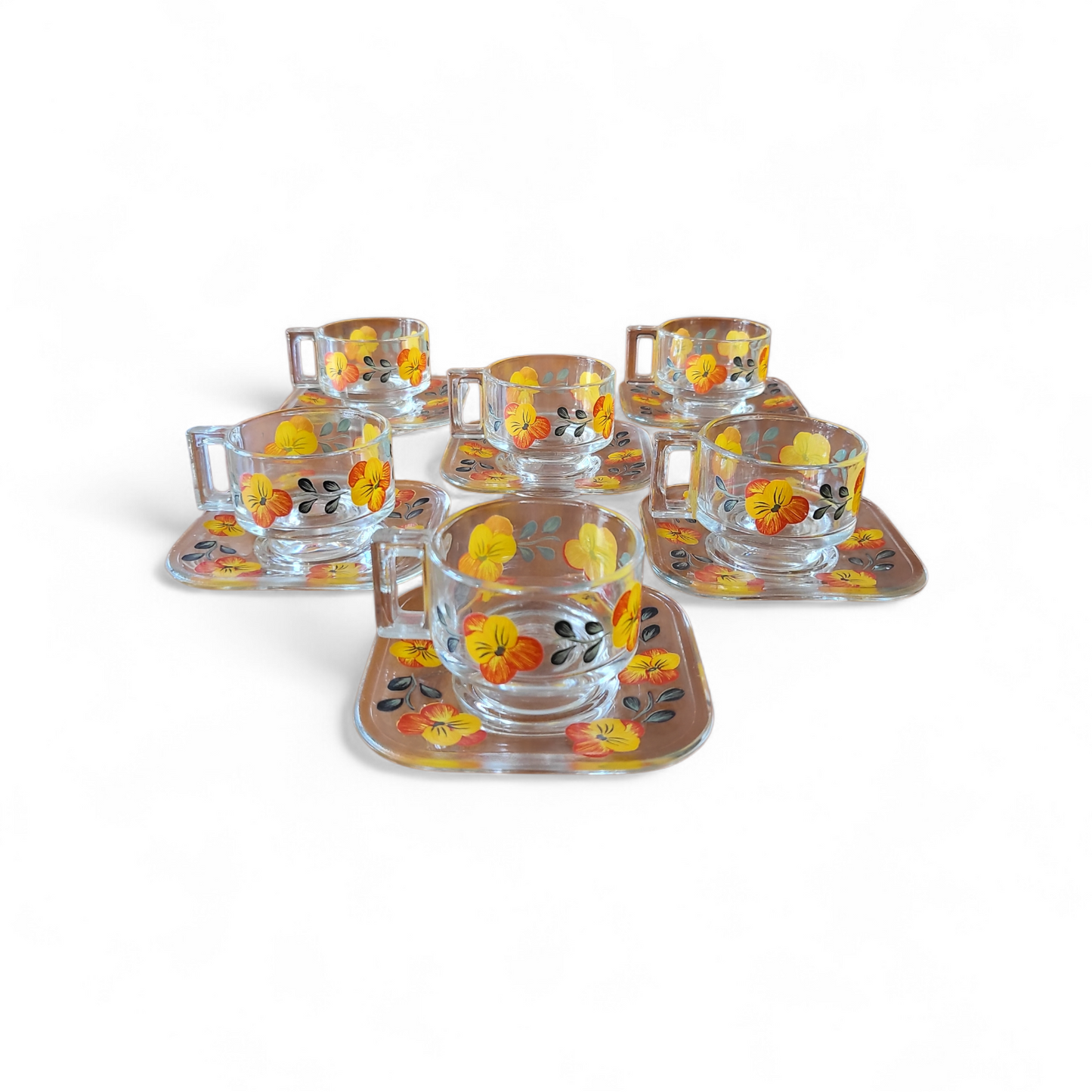Joe Colombo "Flora" Espresso Cups & Saucers - Set of 6 | Made in Italy
