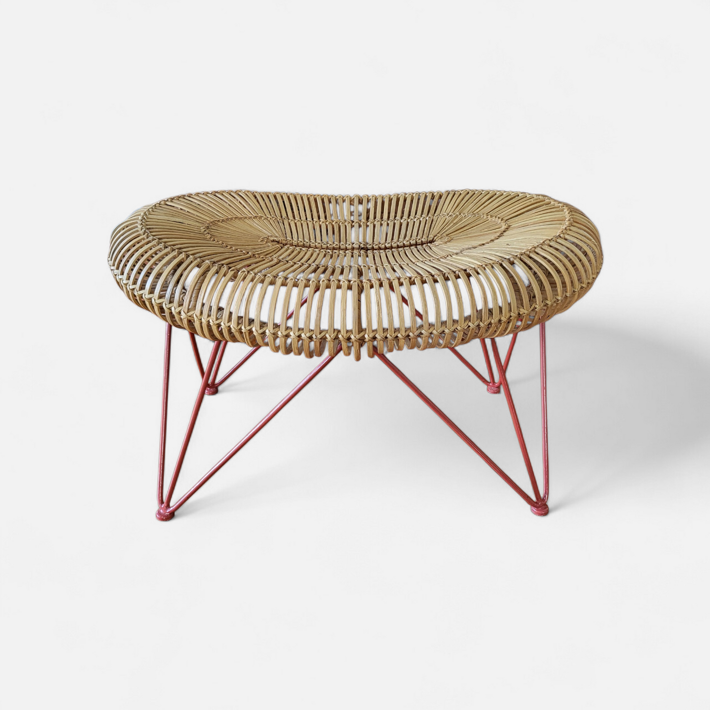 Swedish Scandinavian Rattan Lounge Chair & Ottoman Set - c.1960s